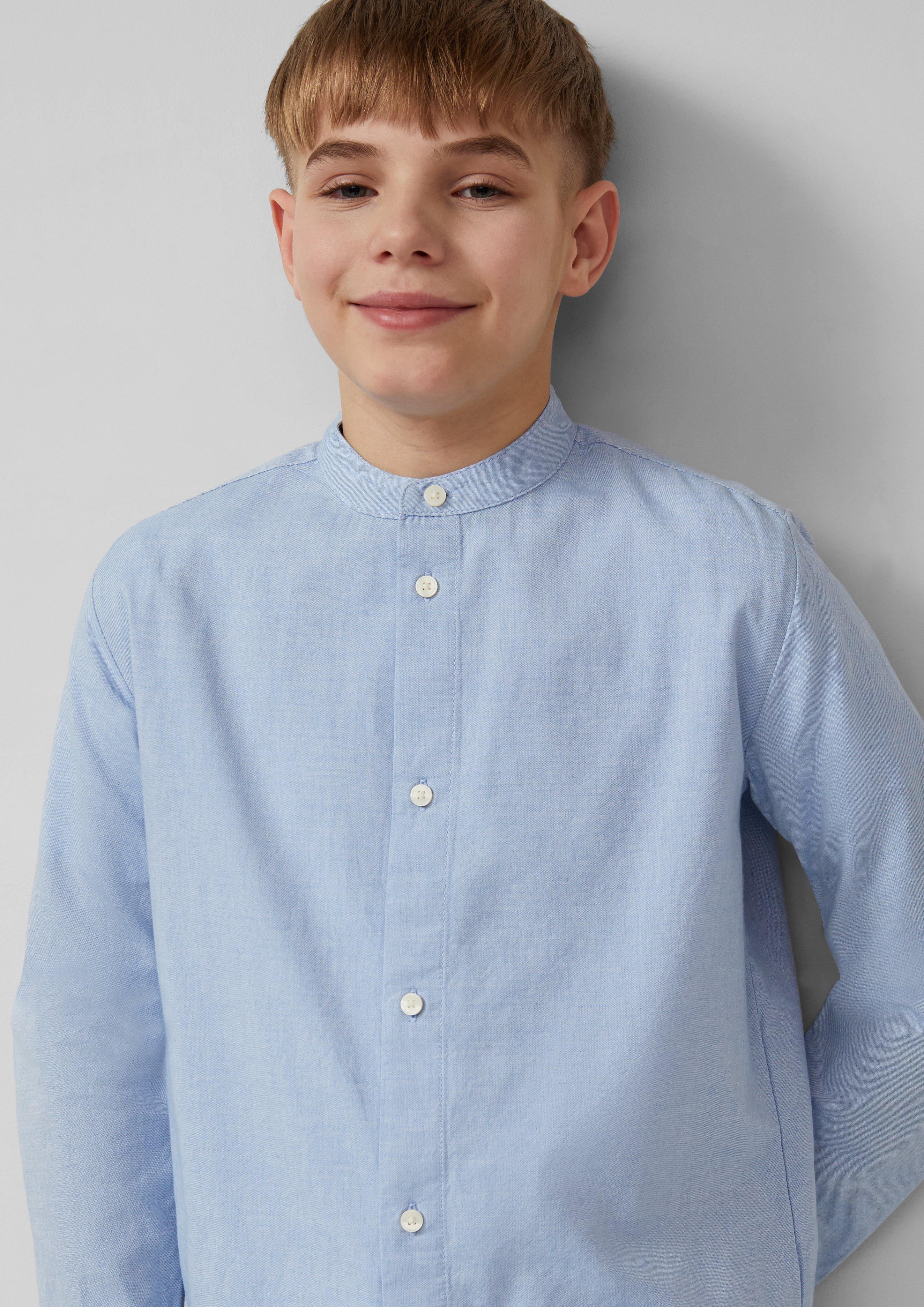 Chambray-Hemd mit Stehkragen