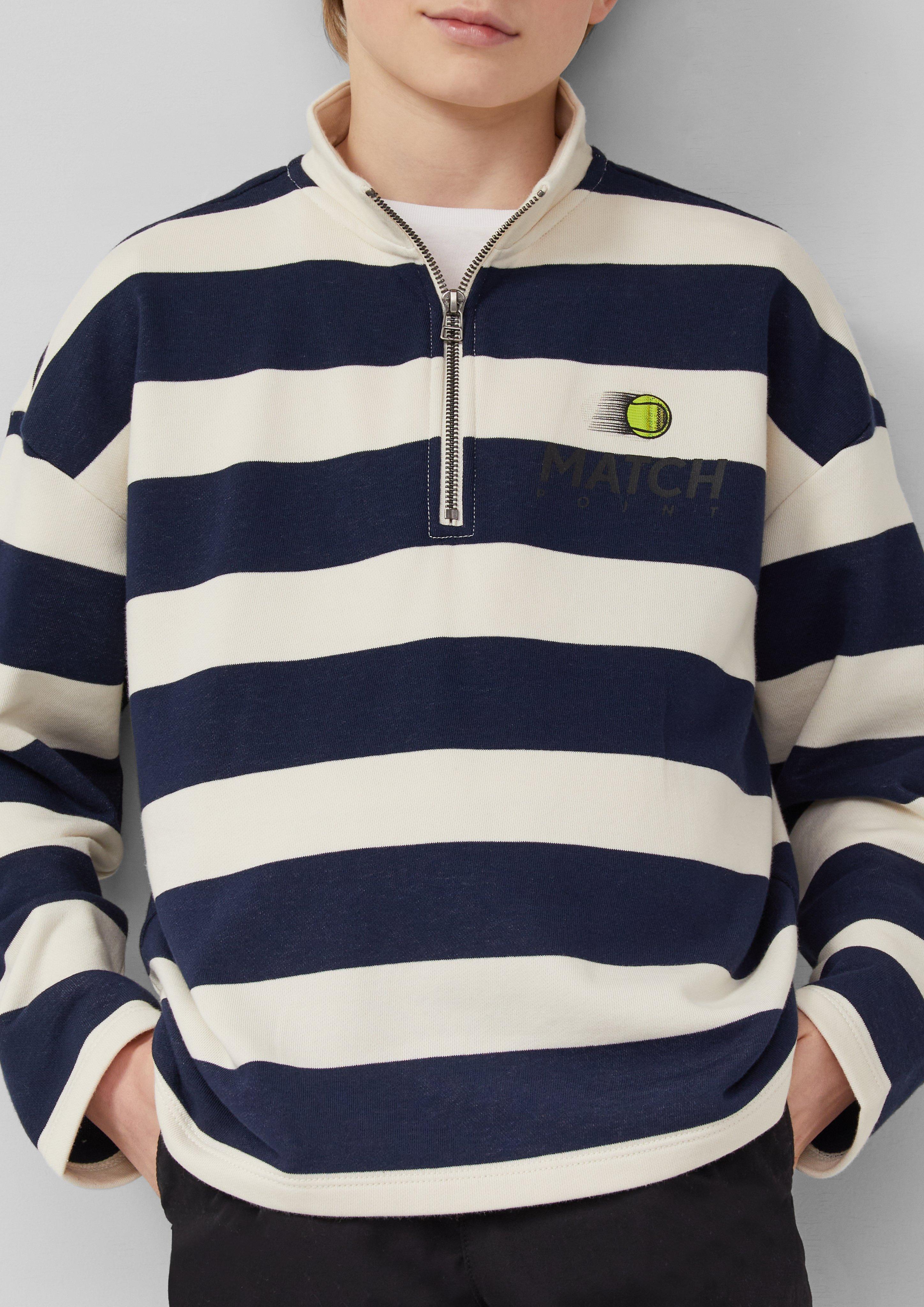 Gestreiftes Oversize-Sweatshirt mit Prints