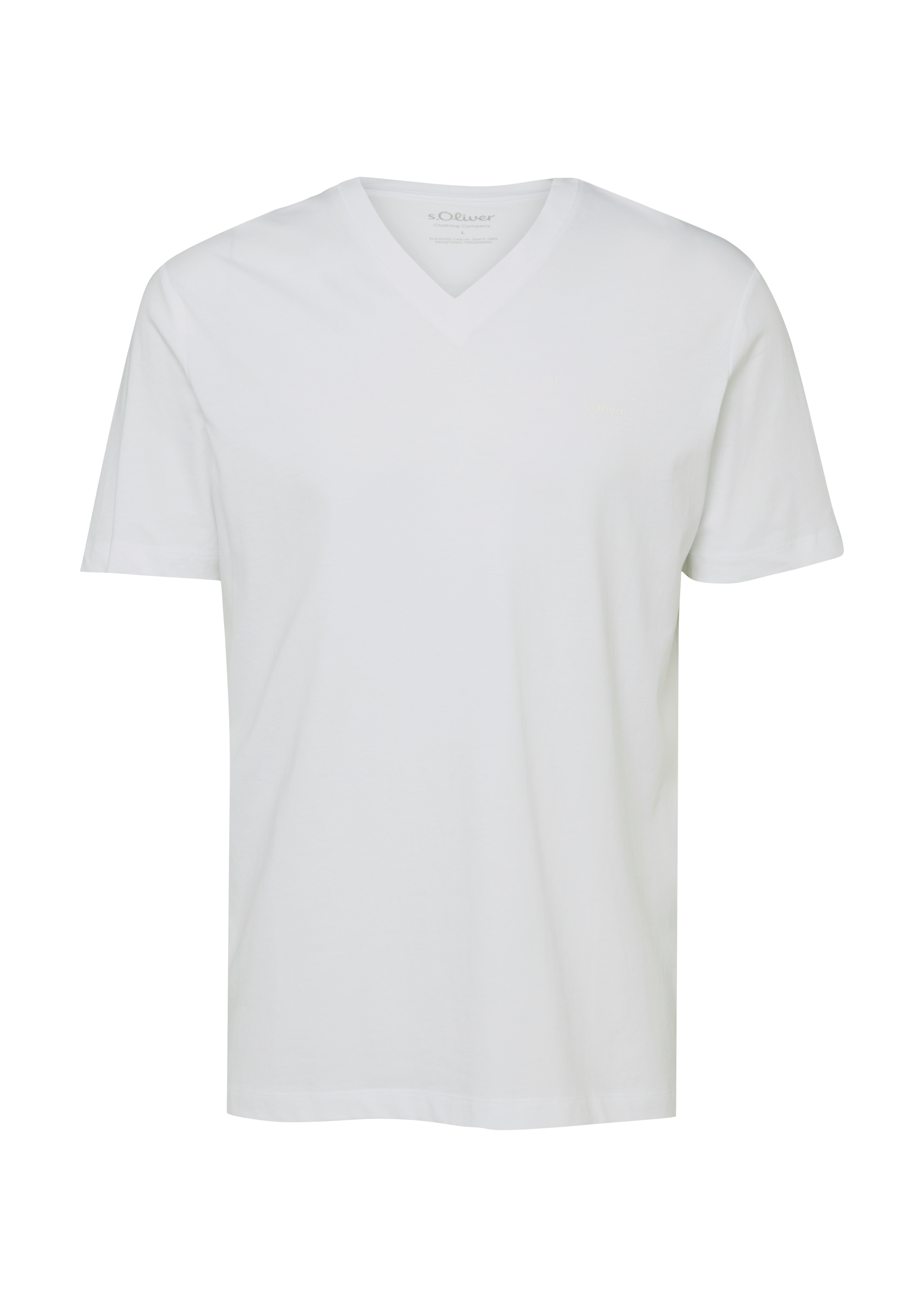 Katoenen T-shirt met logoprint en V-hals