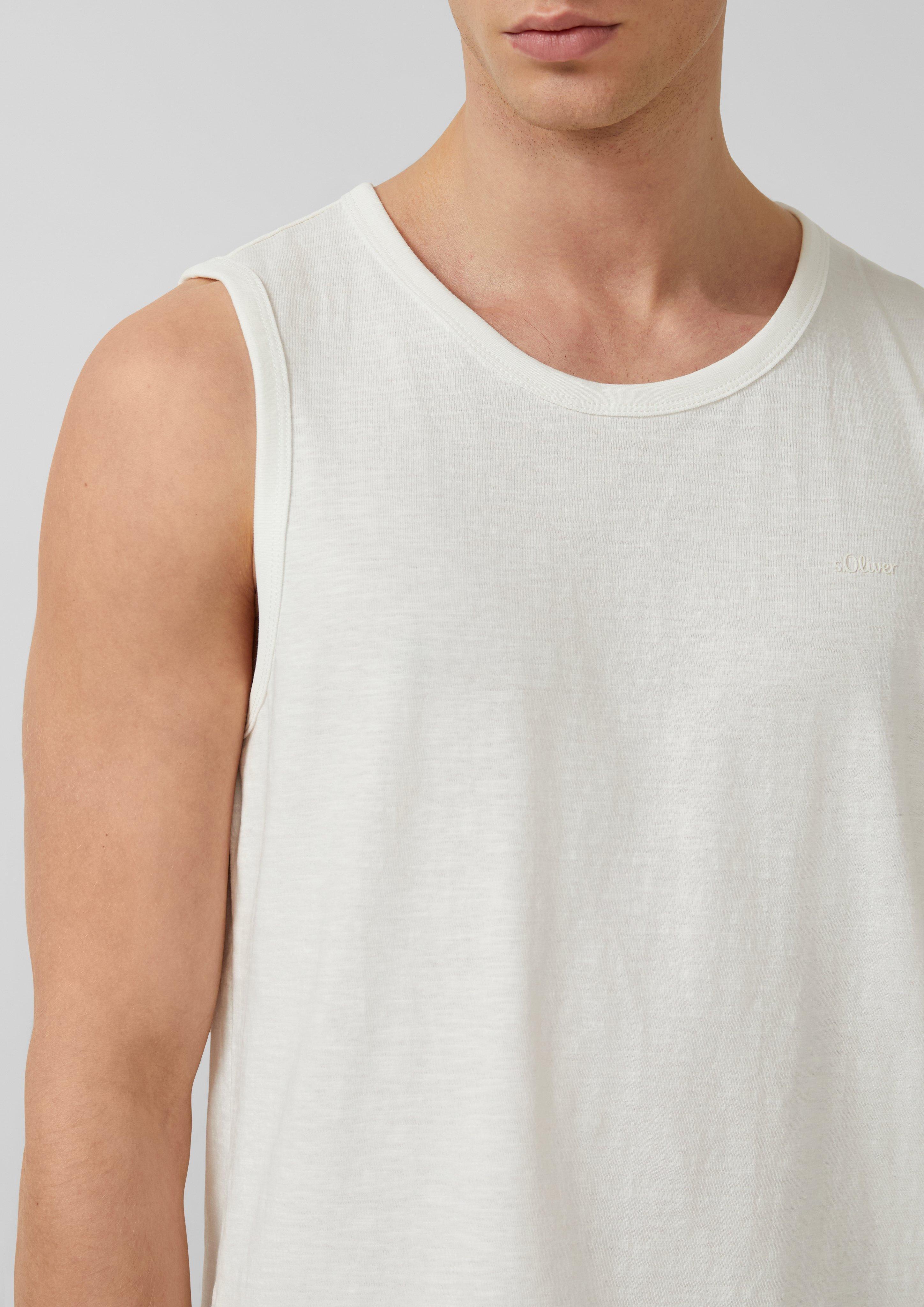 Tanktop mit Flammgarnstruktur und Logo-Print