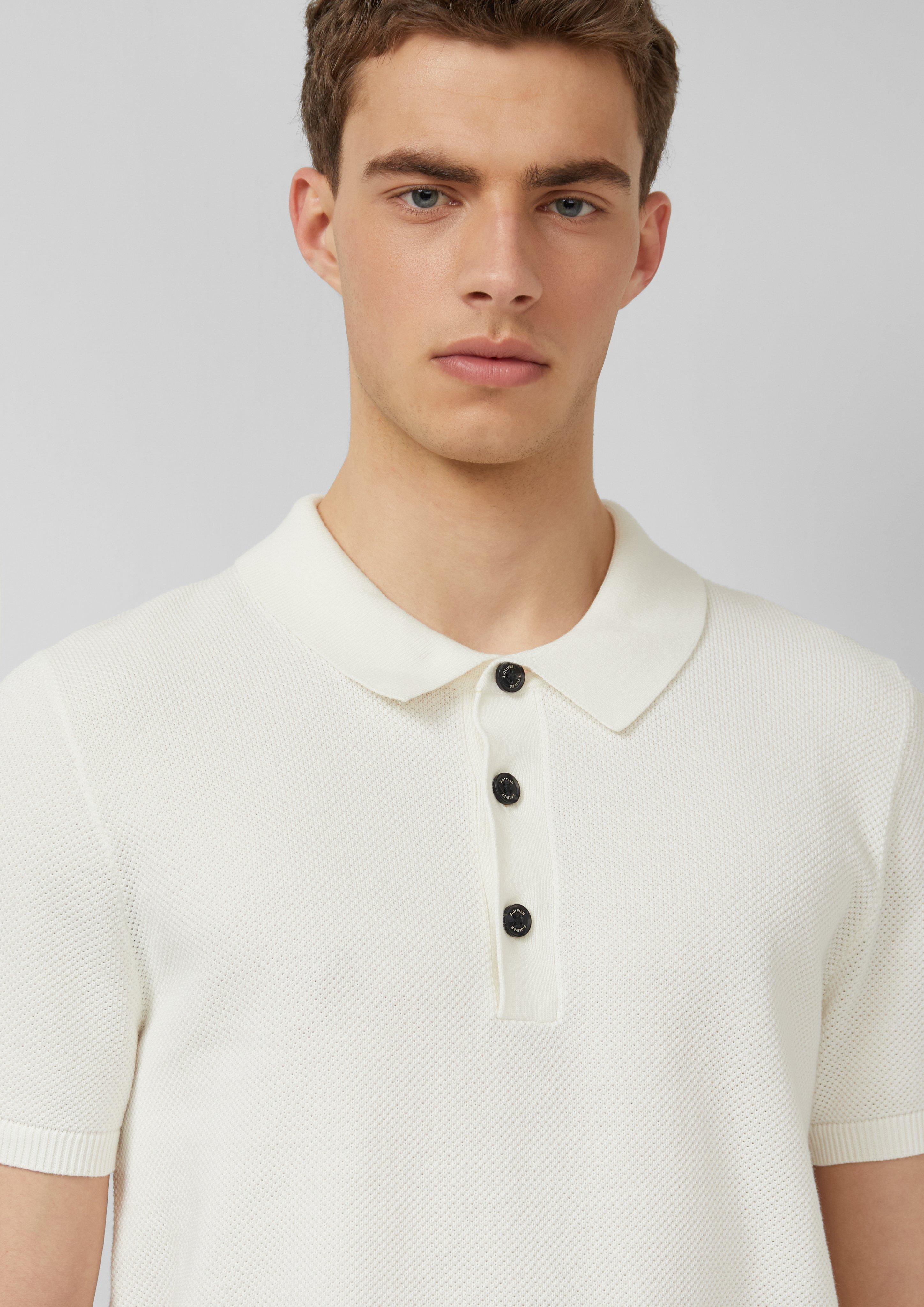 Strukturiertes Strick-Poloshirt