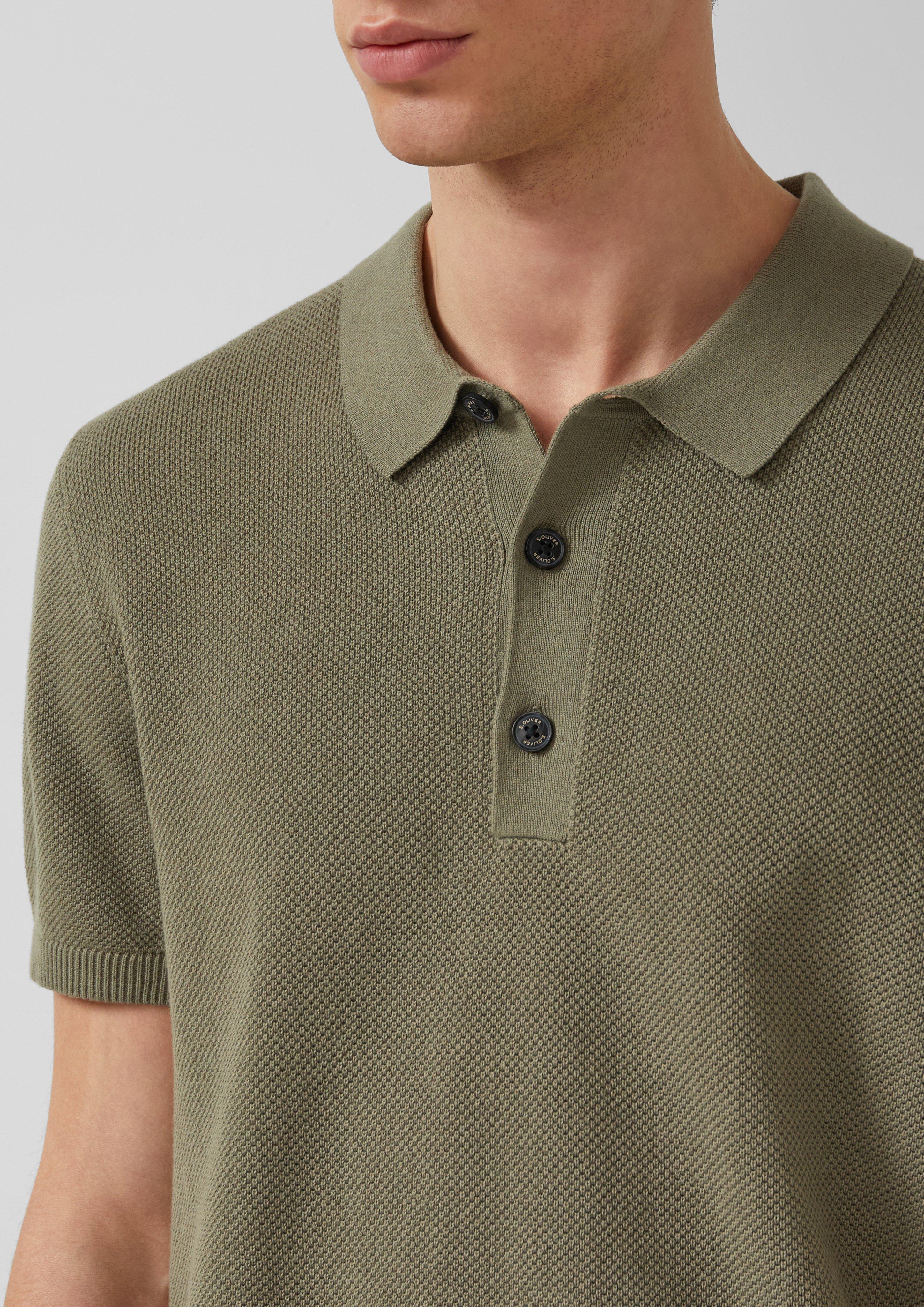 Strukturiertes Strick-Poloshirt