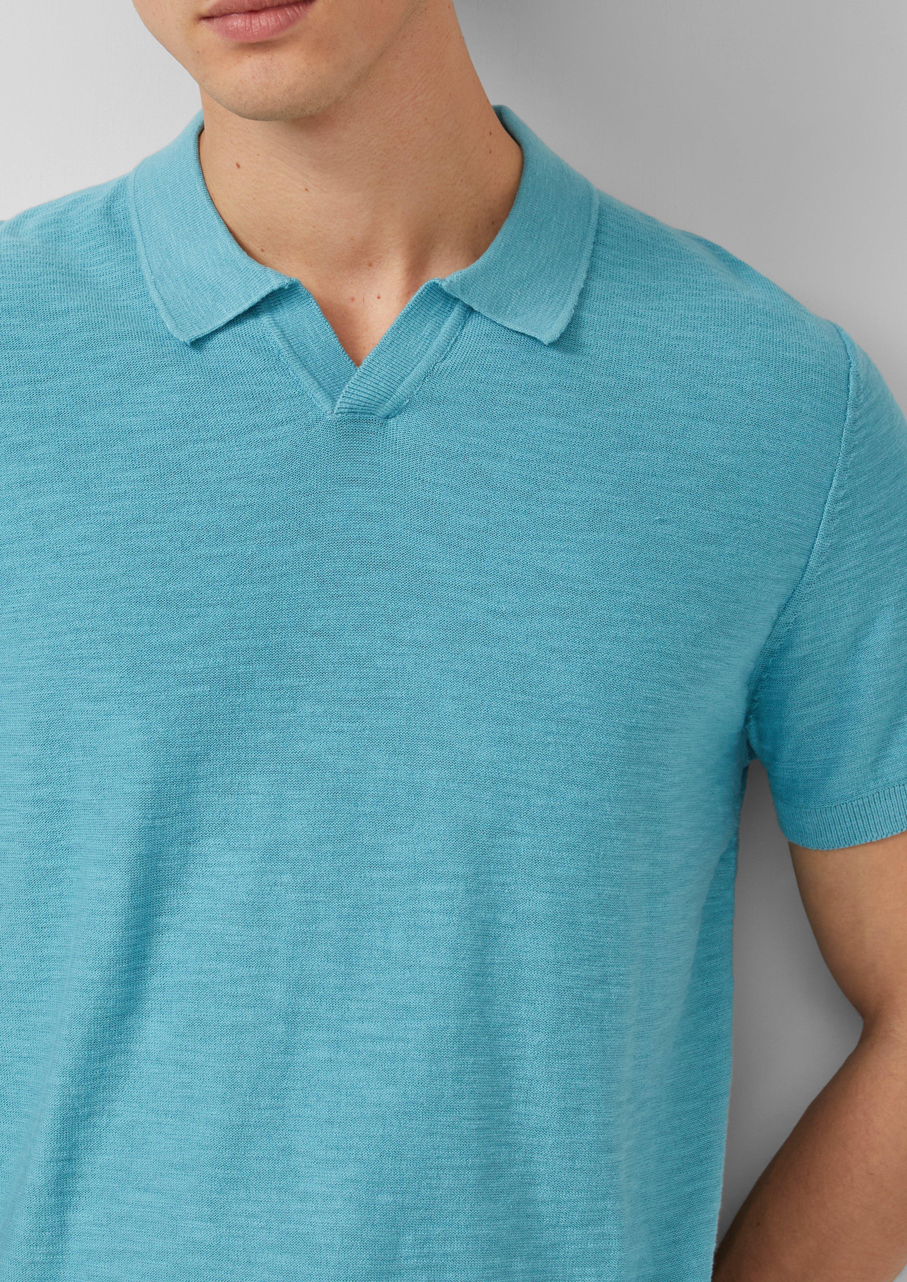 Strick-Poloshirt in Flammgarnstruktur