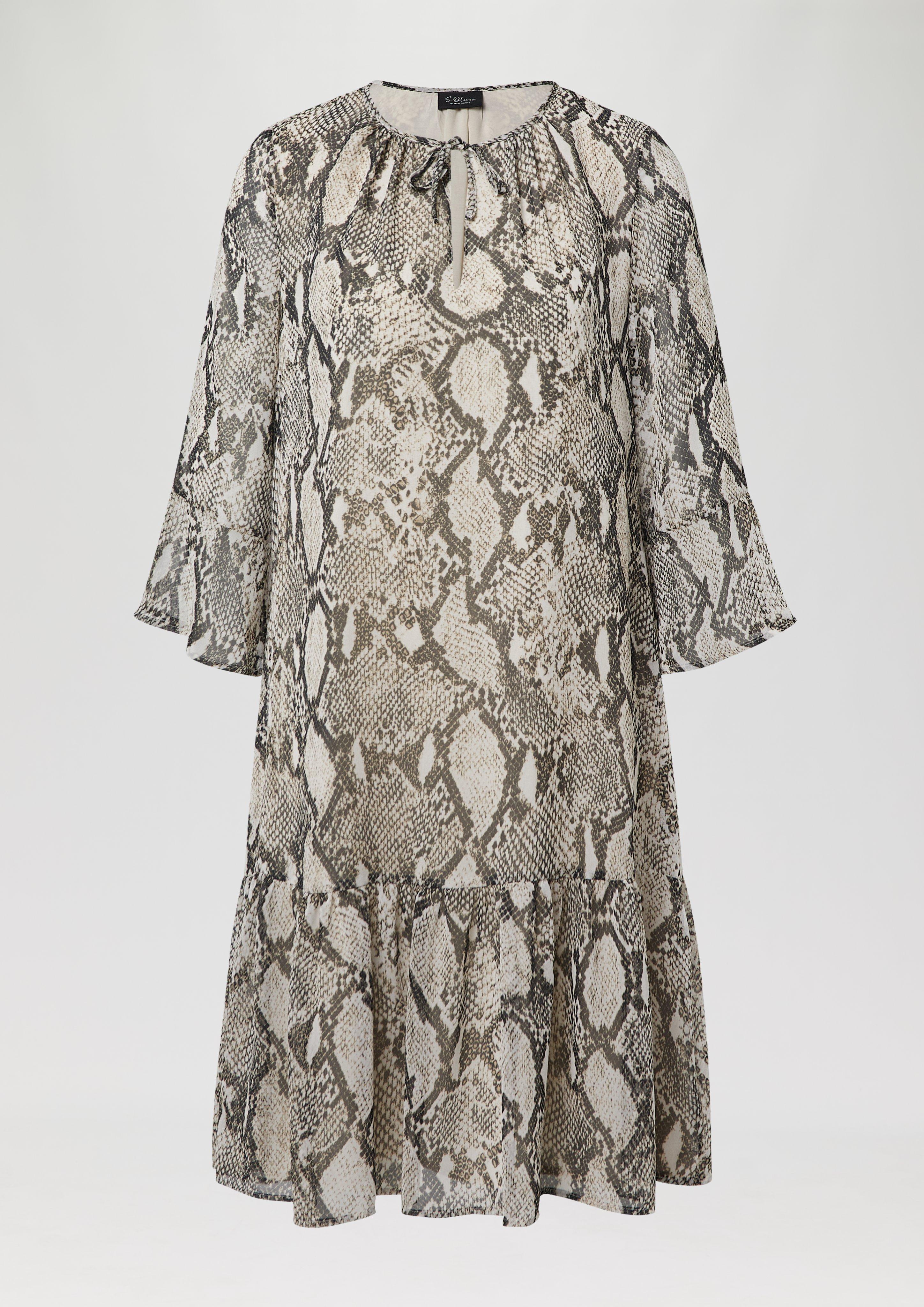 s.Oliver - Kleid mit Schlangen-Print und Viskosefutter, Damen, Beige
