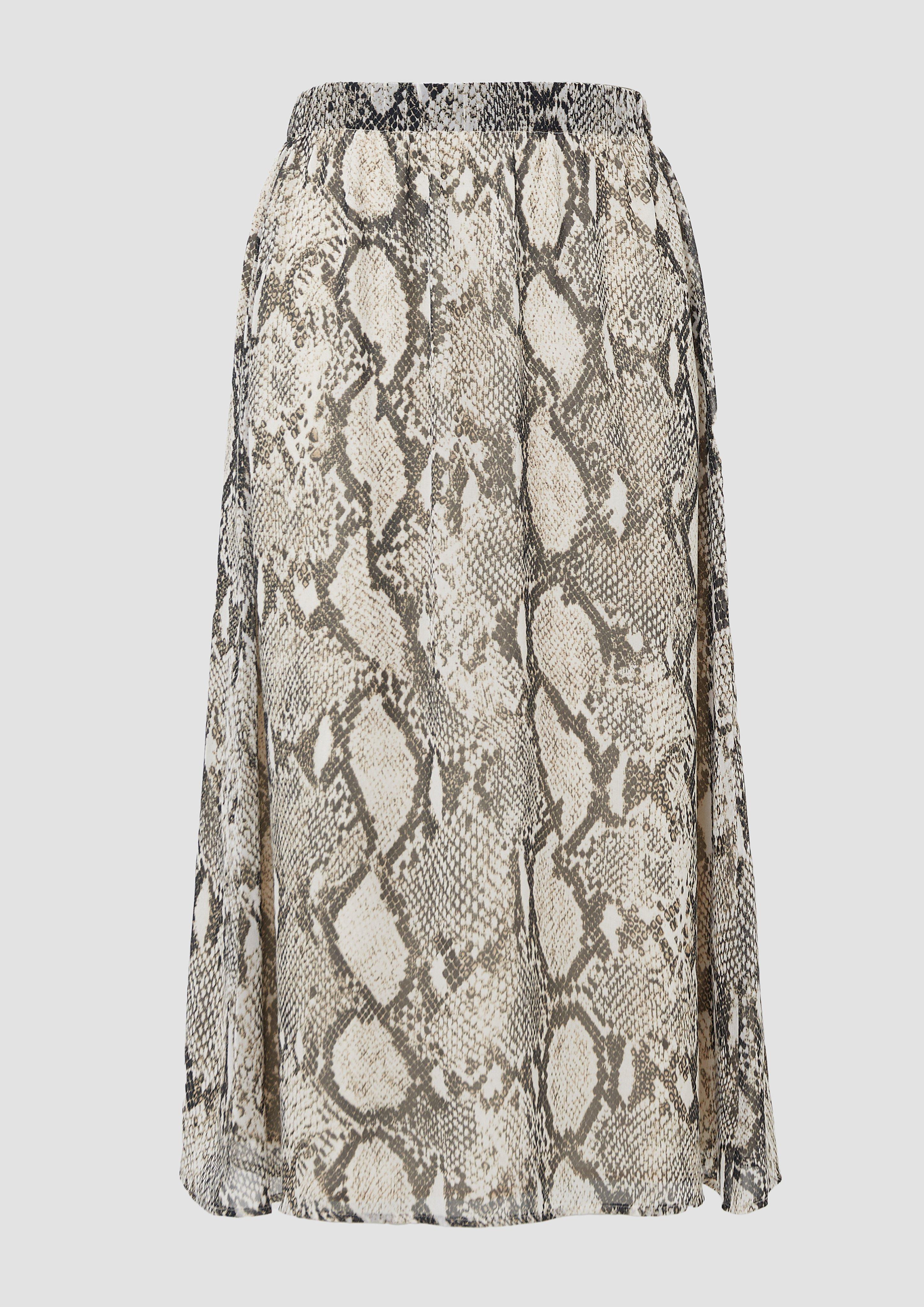 s.Oliver - Rock mit Schlangen-Print und Viskosefutter, Damen, Beige