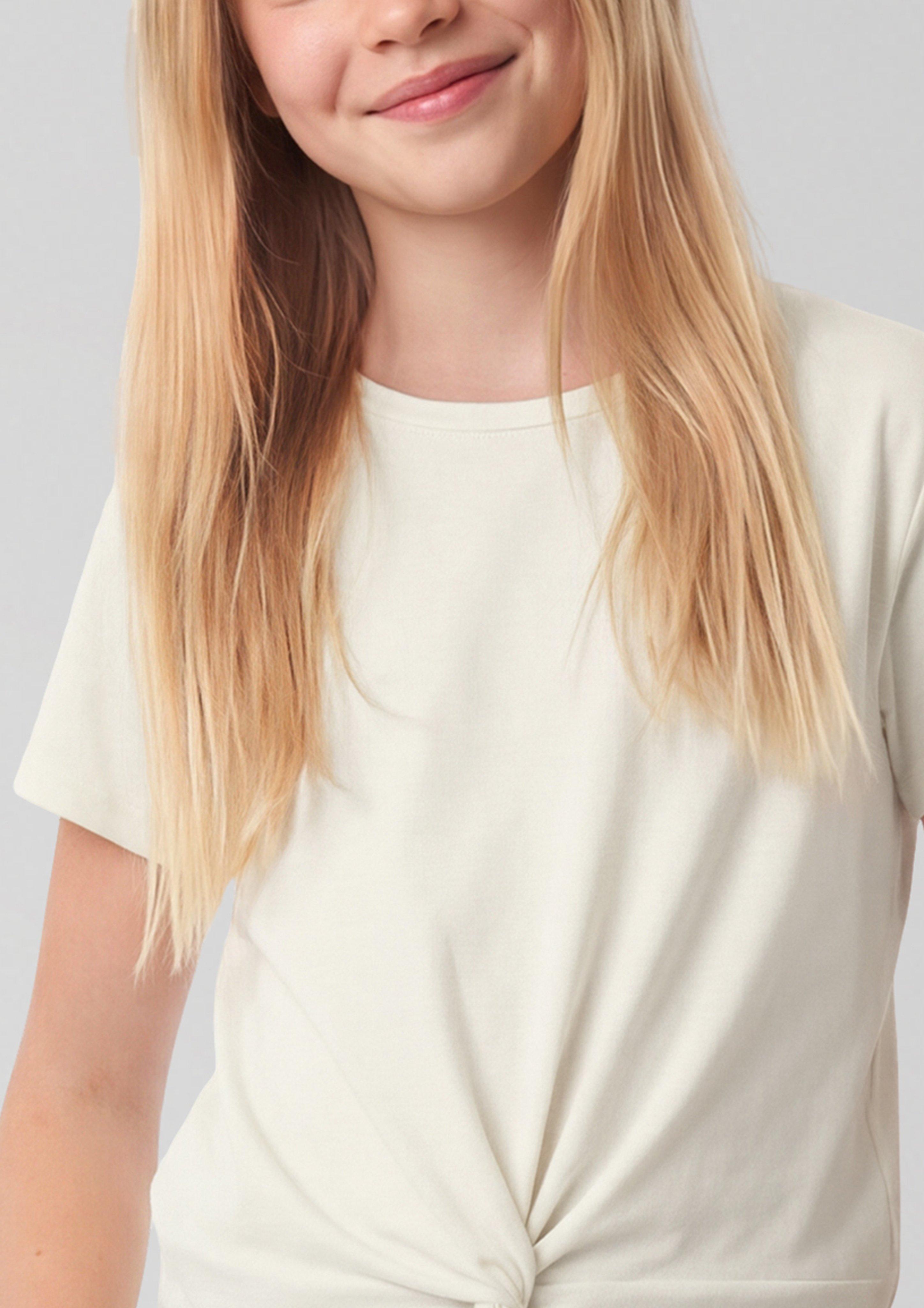 Fließendes T-Shirt mit Knoten-Detail und leichtem Glanz