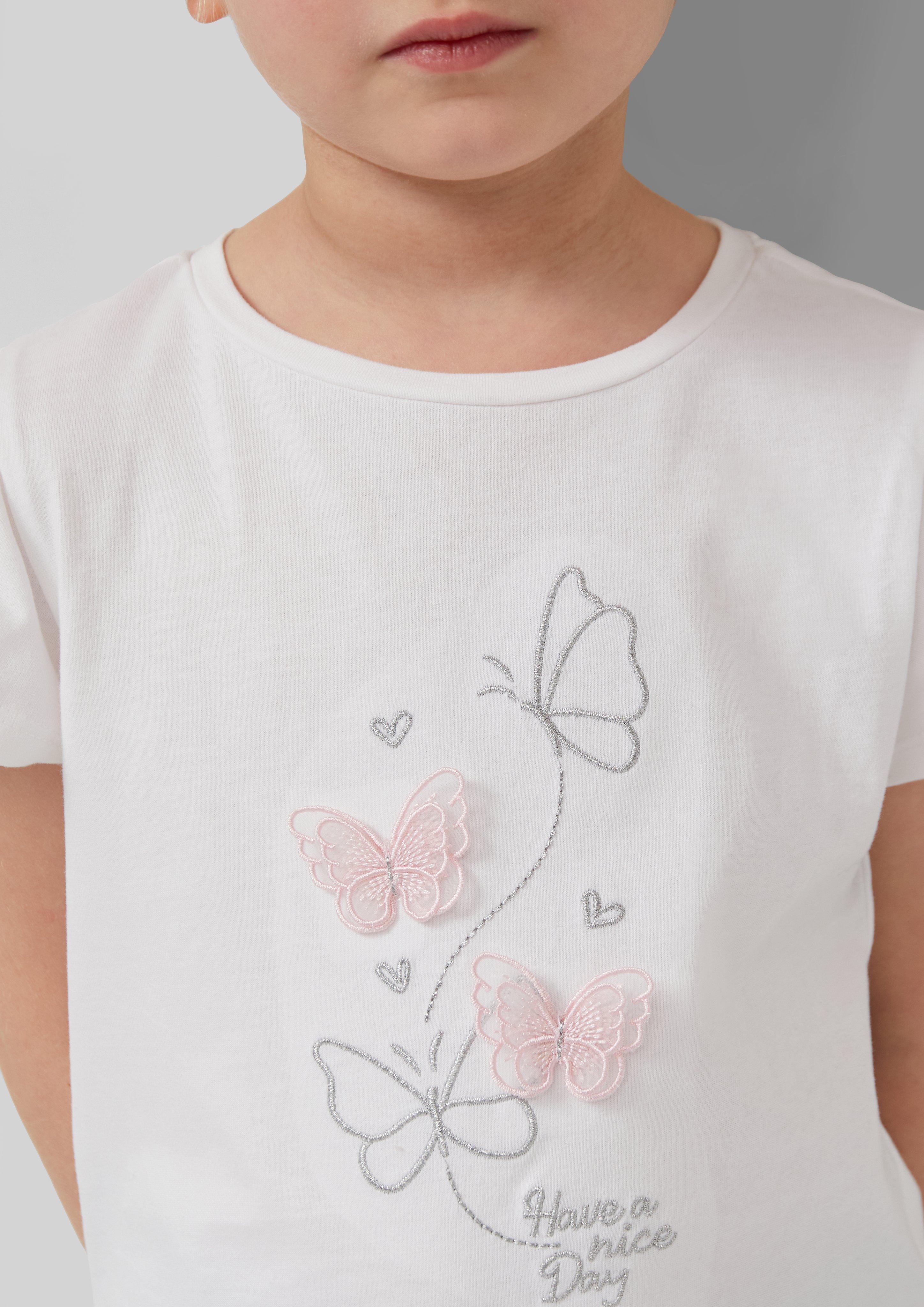 Thumbnail - T-Shirt mit Volantärmeln und Applikation