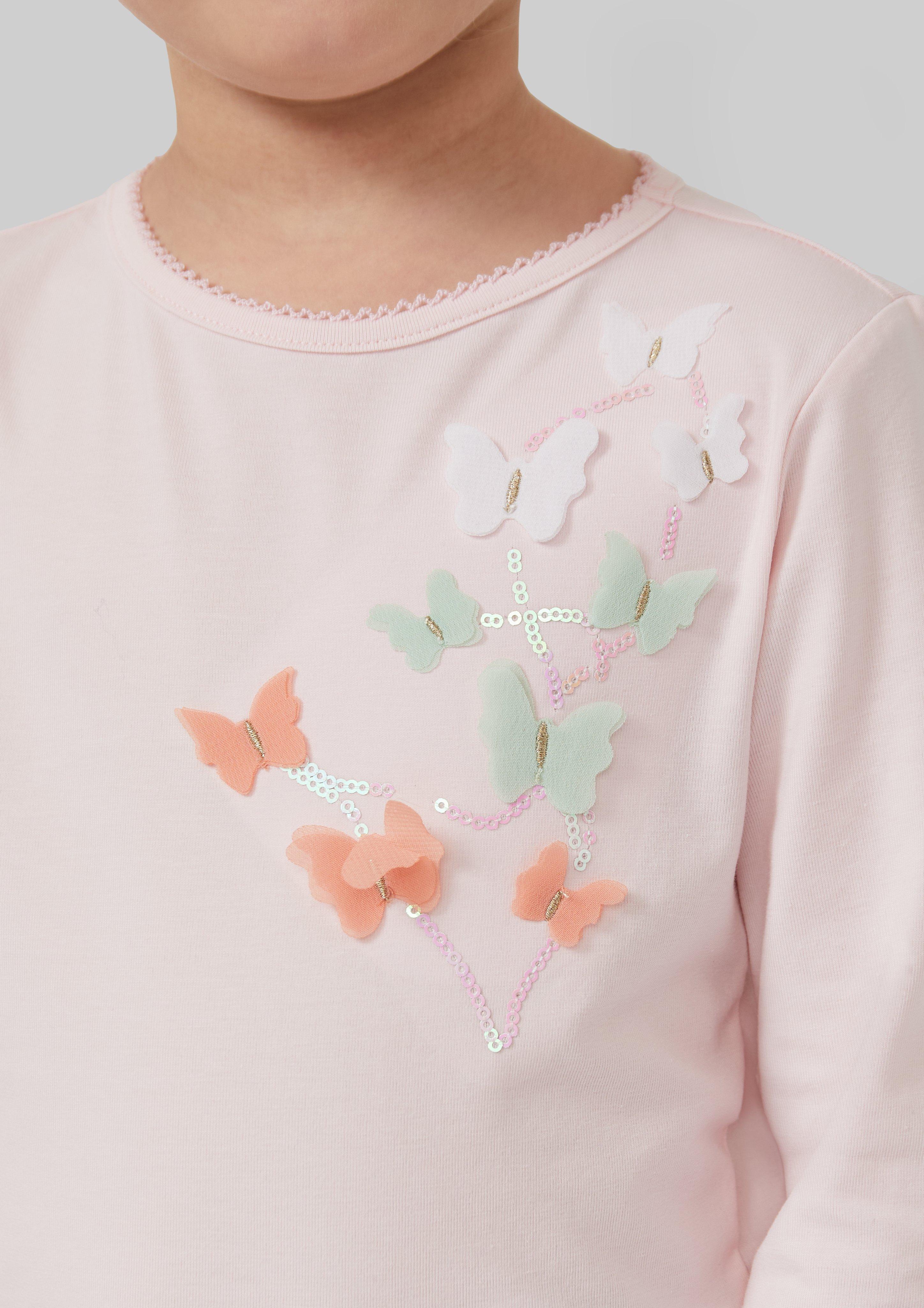 Longsleeve mit Pailletten und Applikation