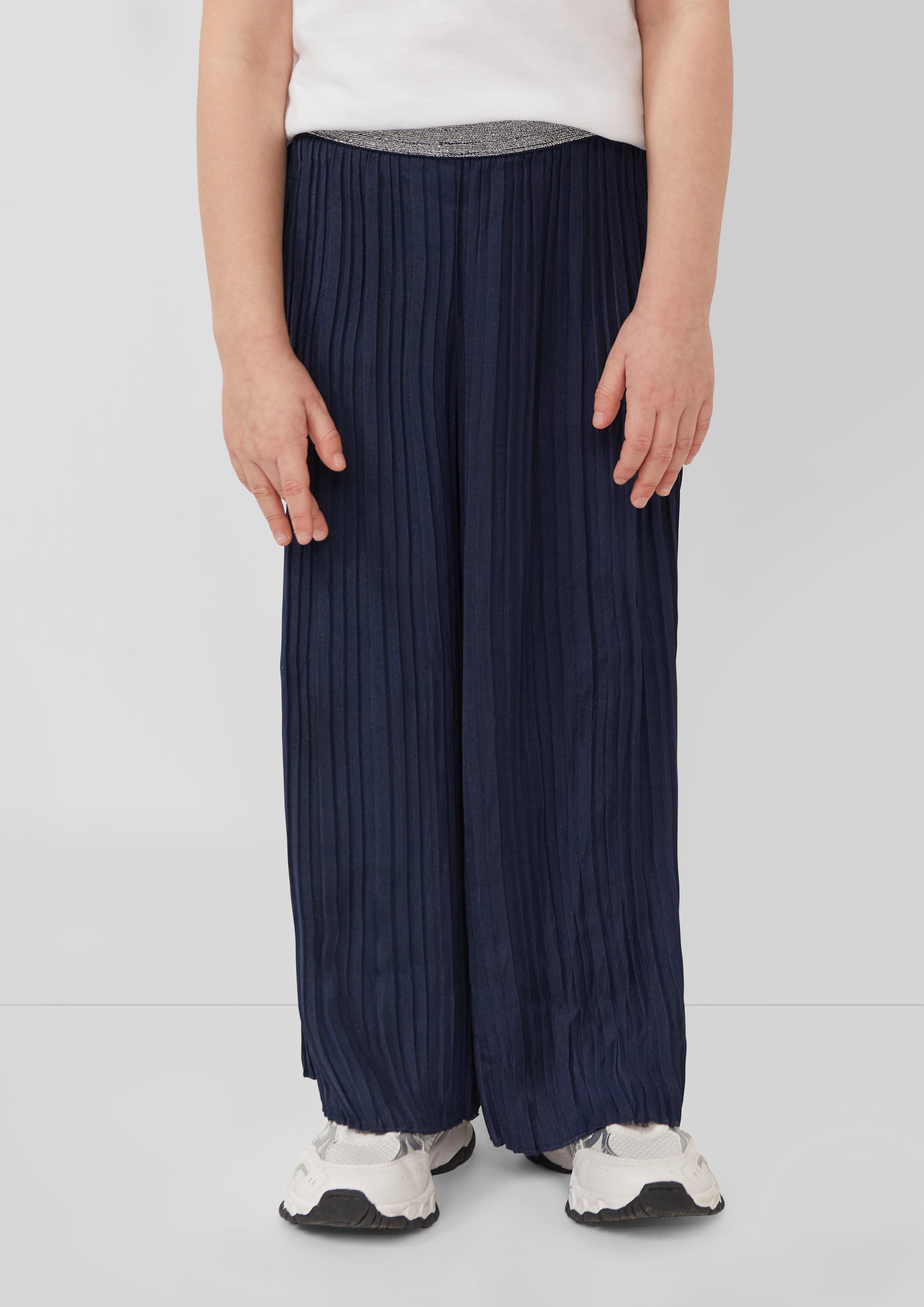 Plisseehose mit Wide Leg und Glitzerbund
