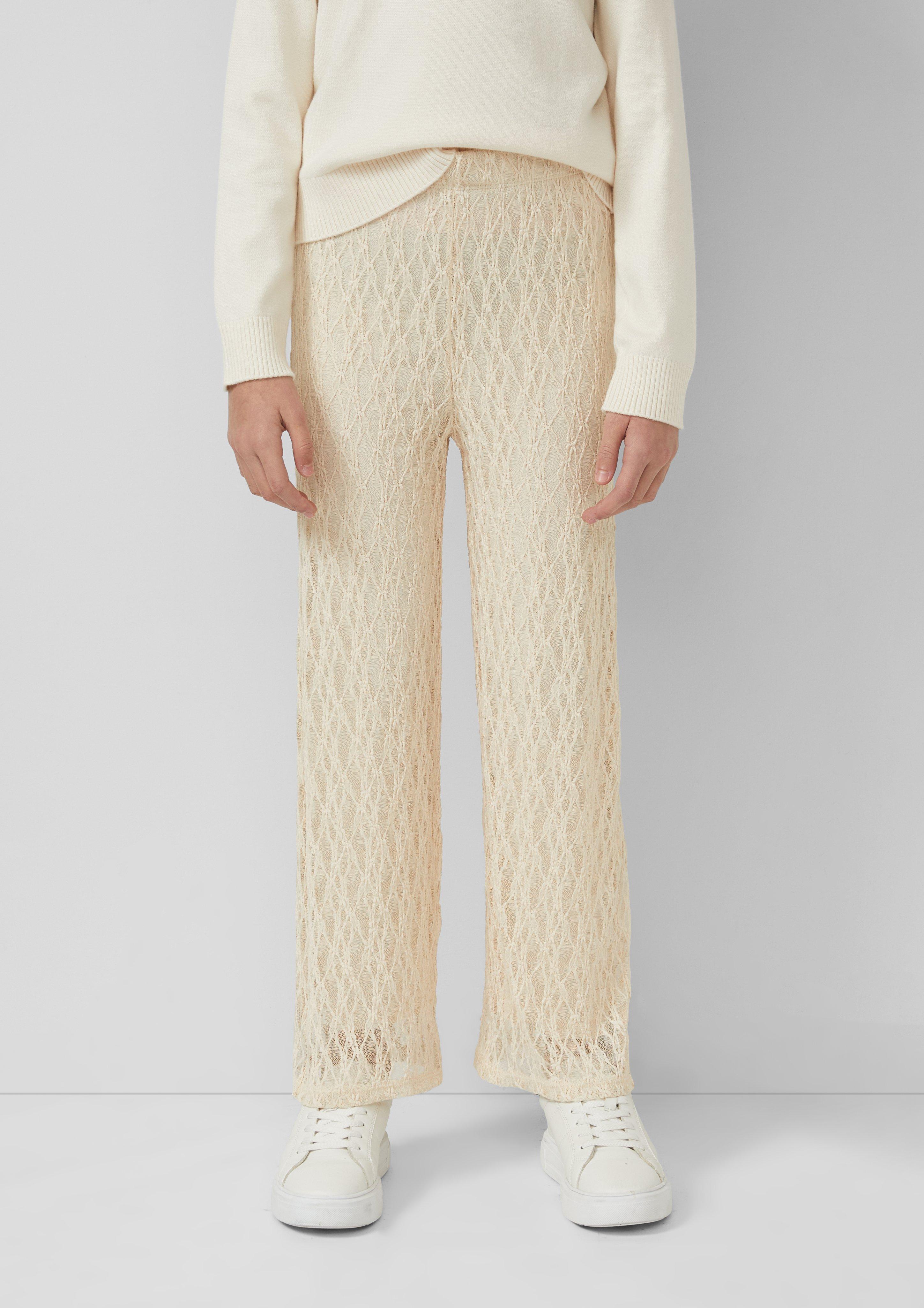 Wide-Leg-Hose aus Spitze mit Viskosefutter