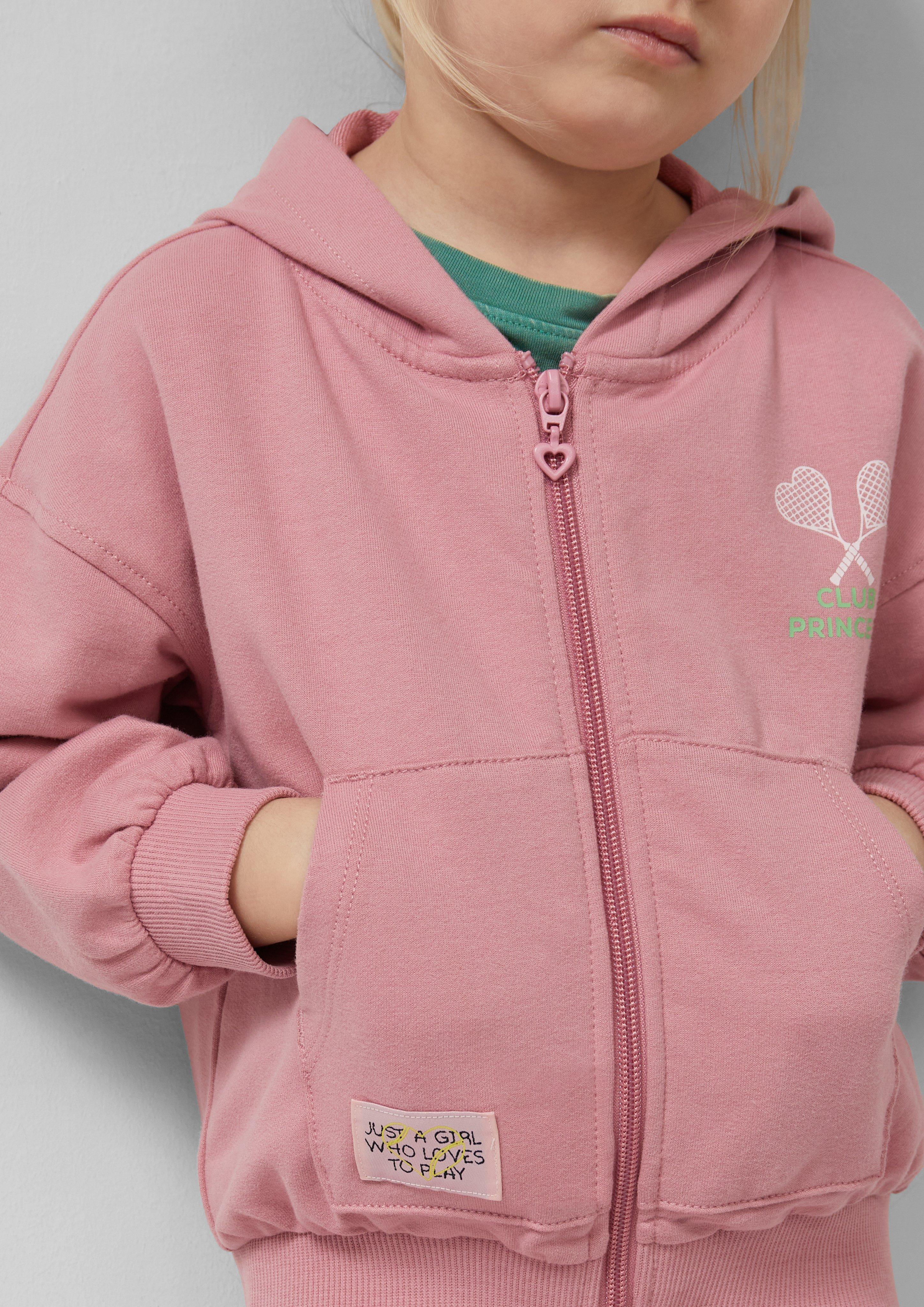 Oversized Kapuzen-Sweatjacke mit Front- und Rückenprint