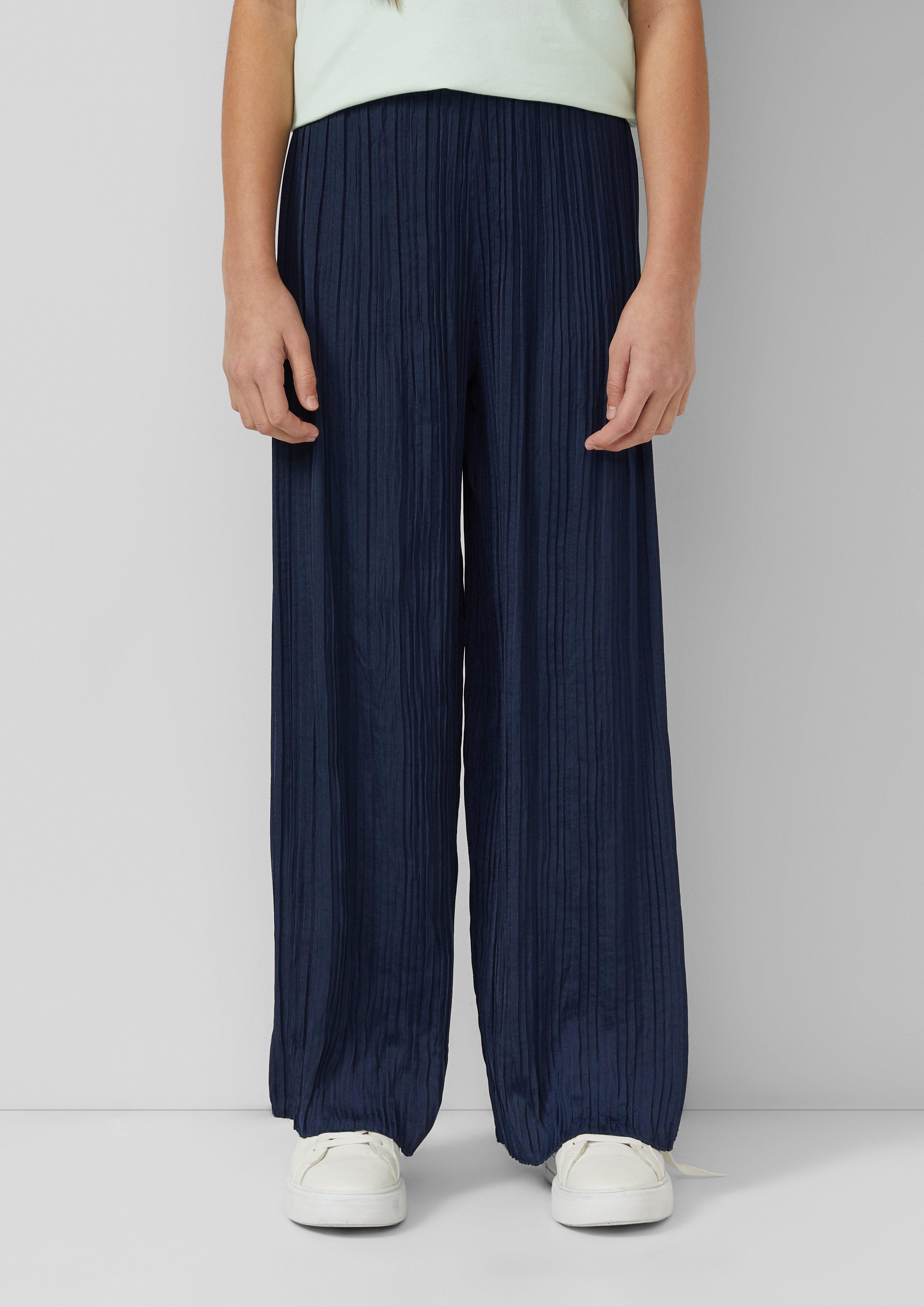 Plisseehose mit Wide Leg und Elastikbund