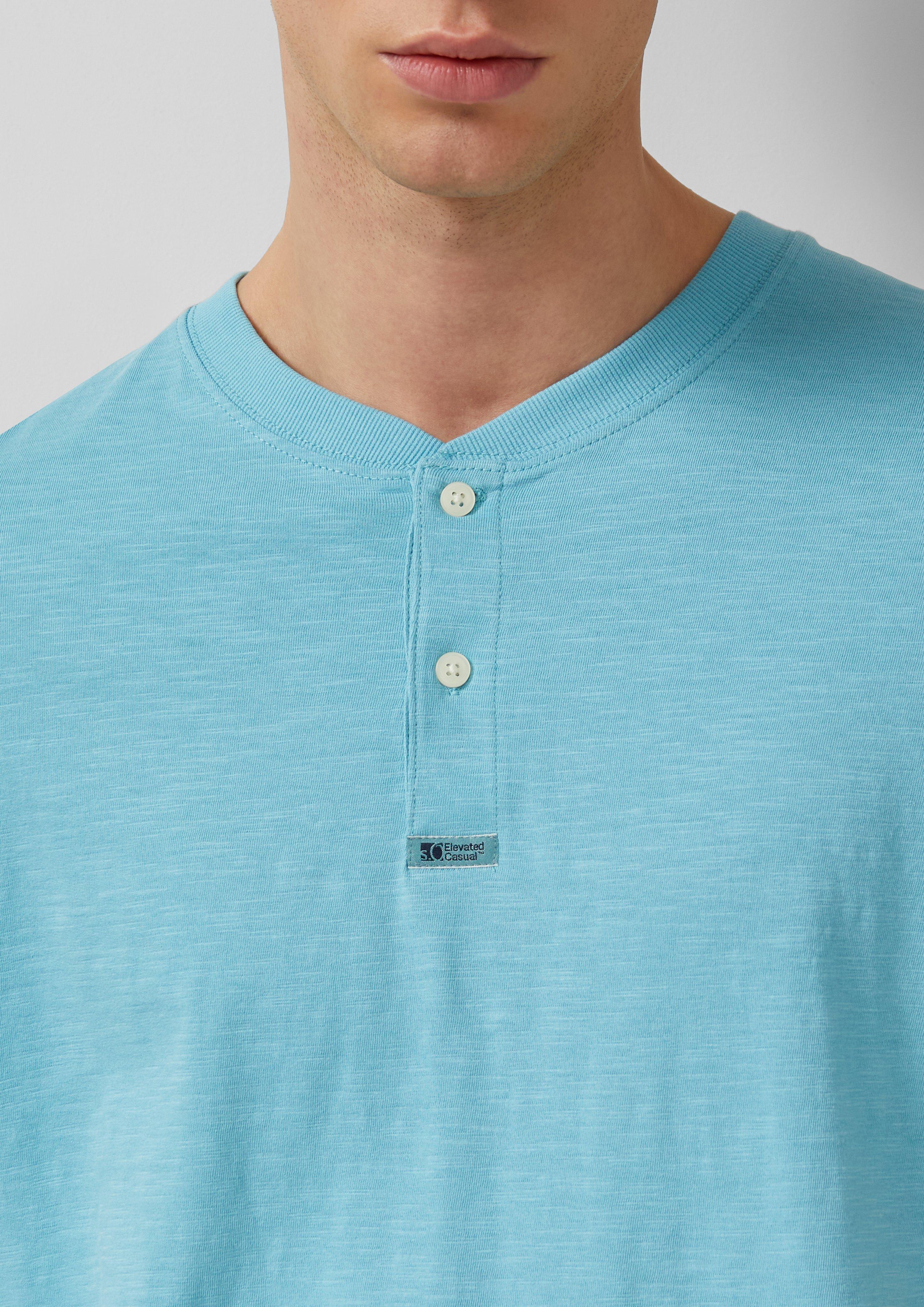 Henley-Shirt in Flammgarnstruktur