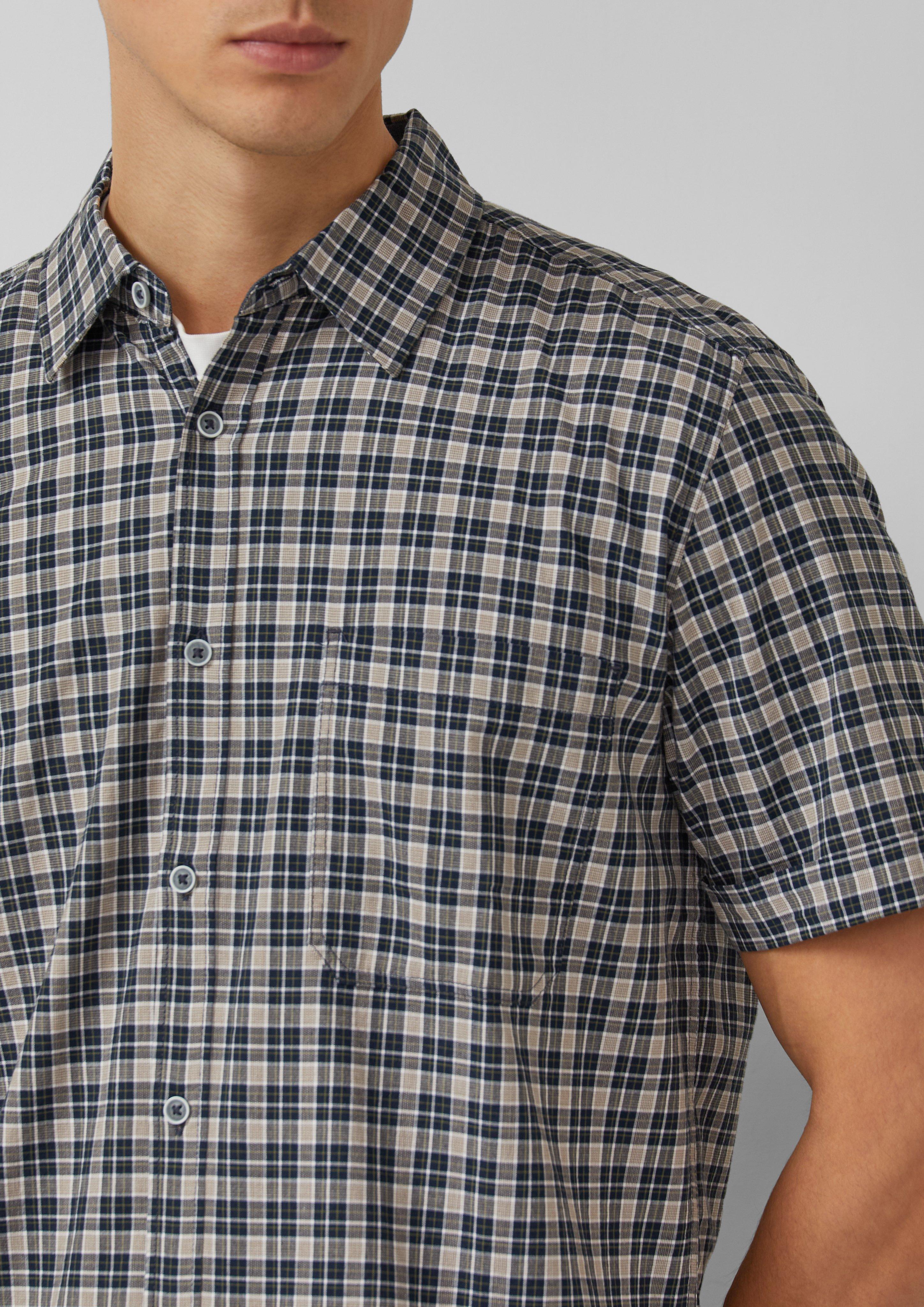 Regular Fit: Karohemd mit Brusttasche aus Baumwollstretch