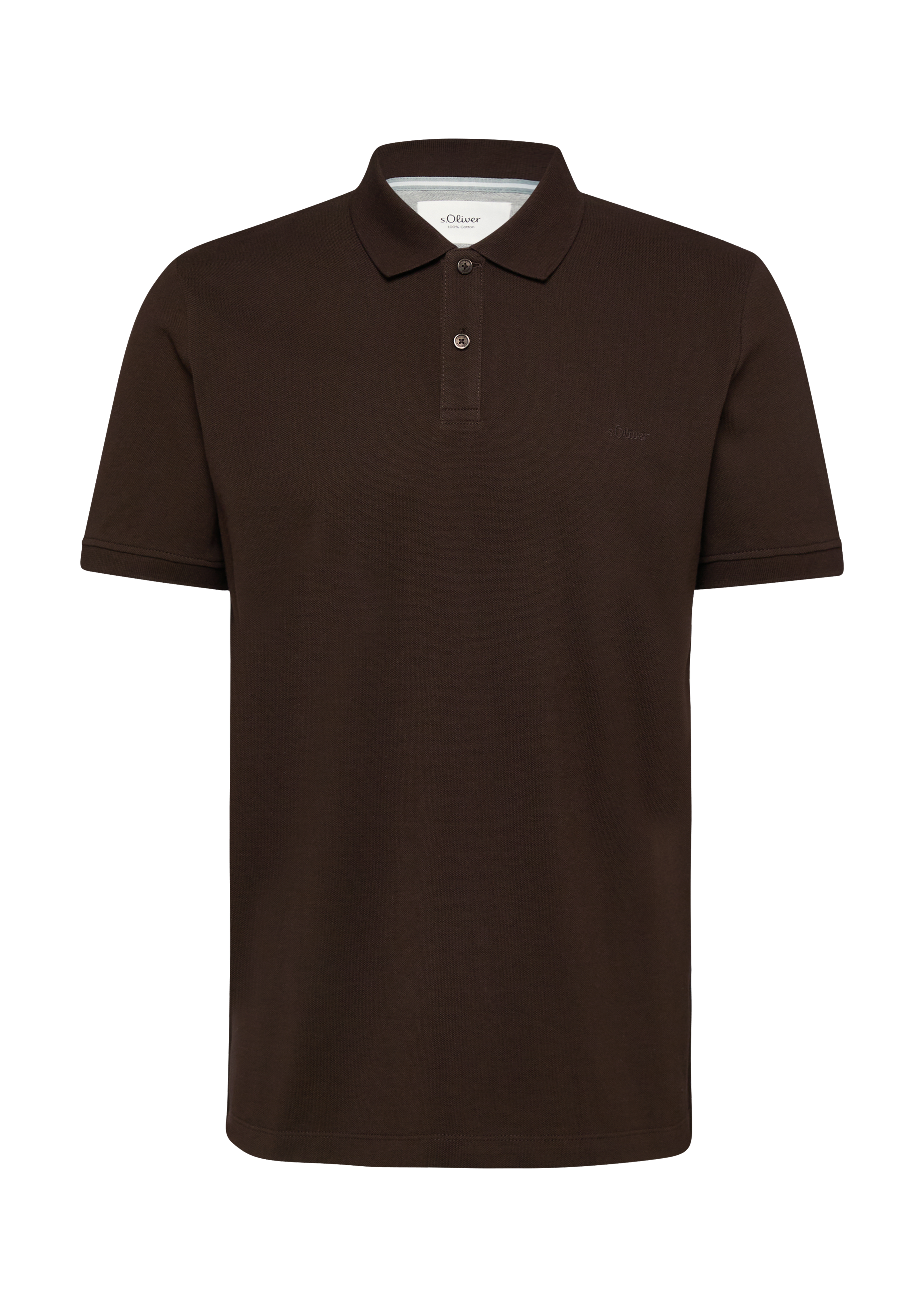 Cotton piqué polo shirt - Dark brown | s.Oliver
