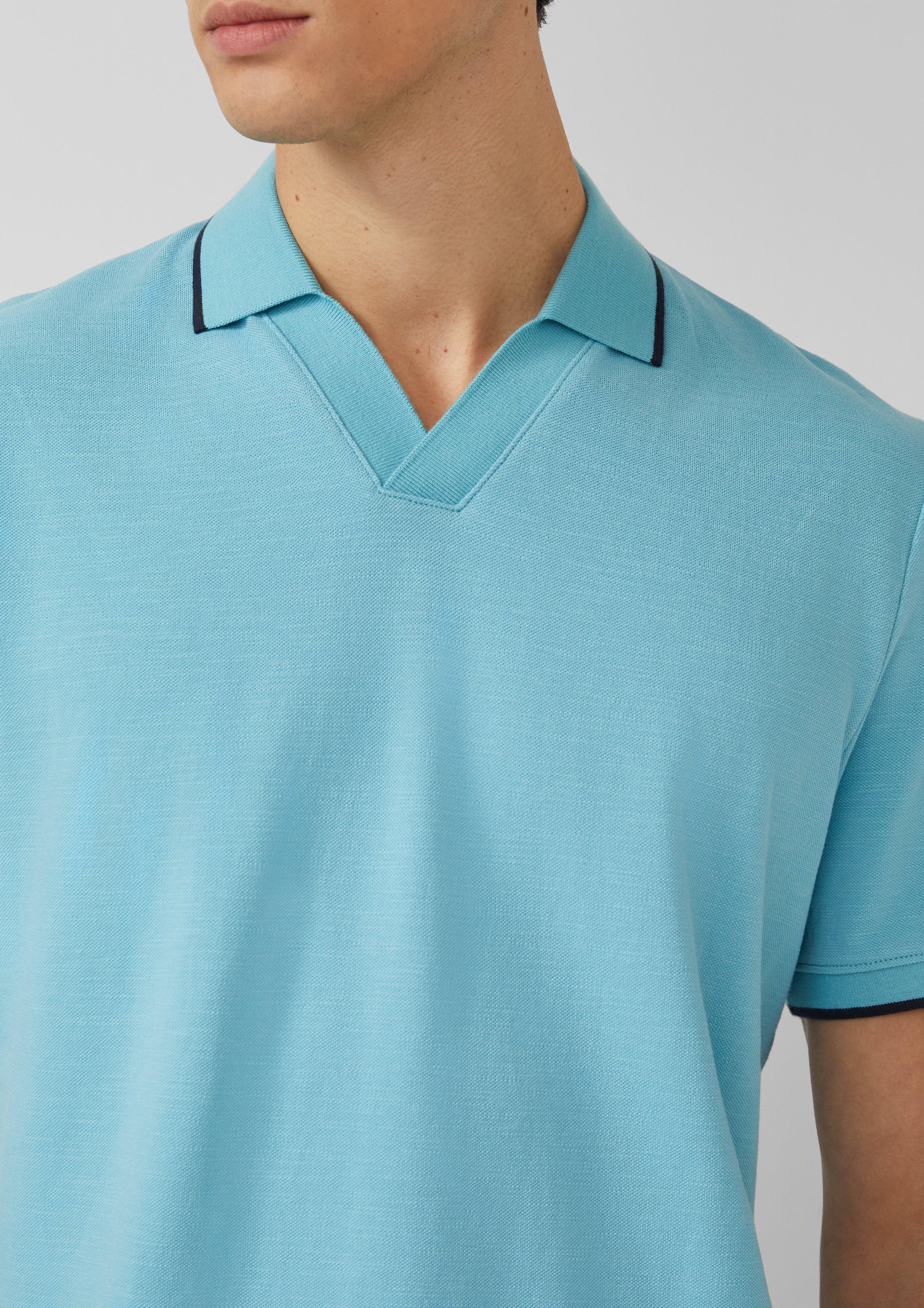 Poloshirt aus Flammgarn-Piqué mit Kontrastabschlüssen