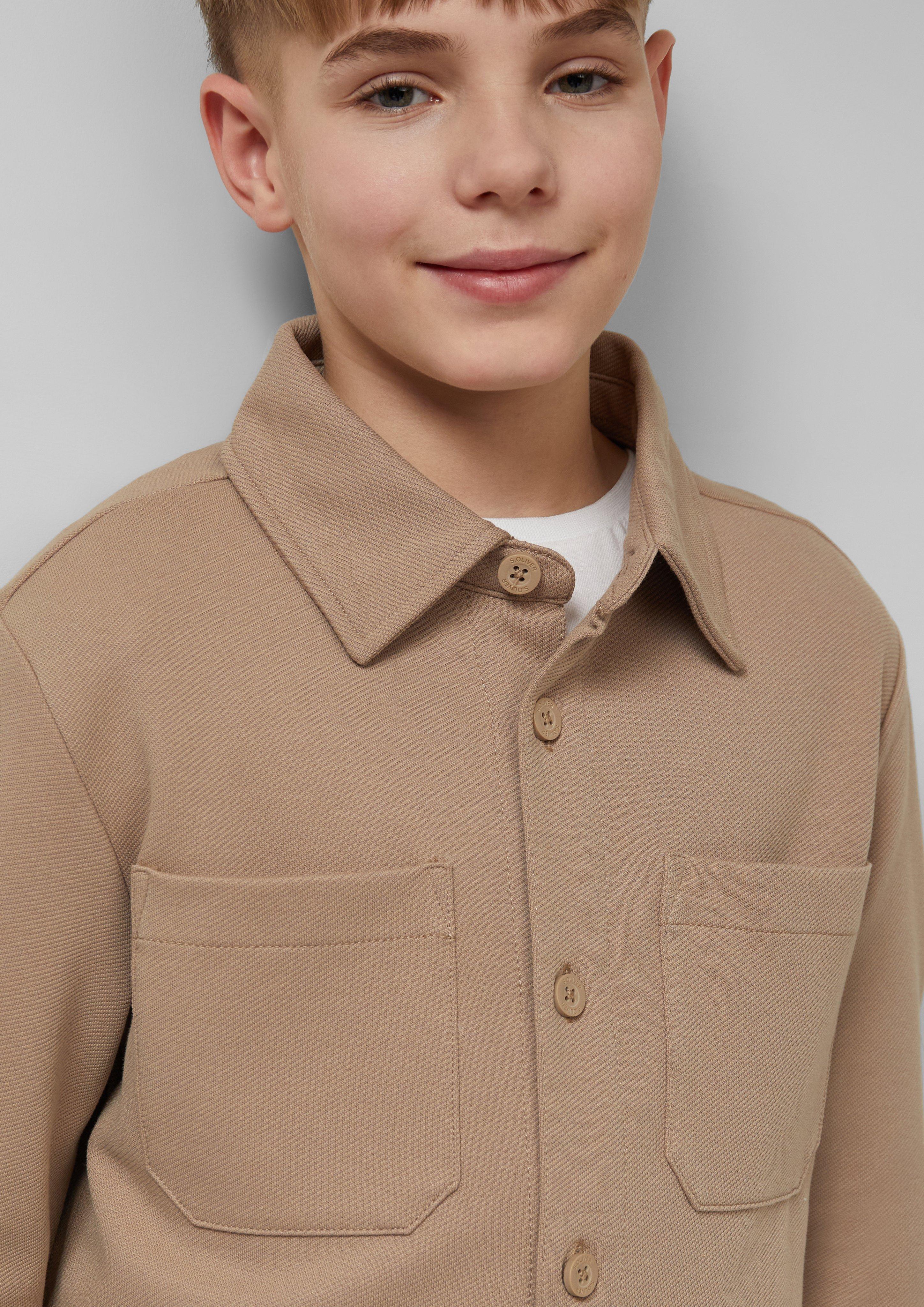 Strukturiertes Overshirt mit Hemdkragen und Brusttaschen