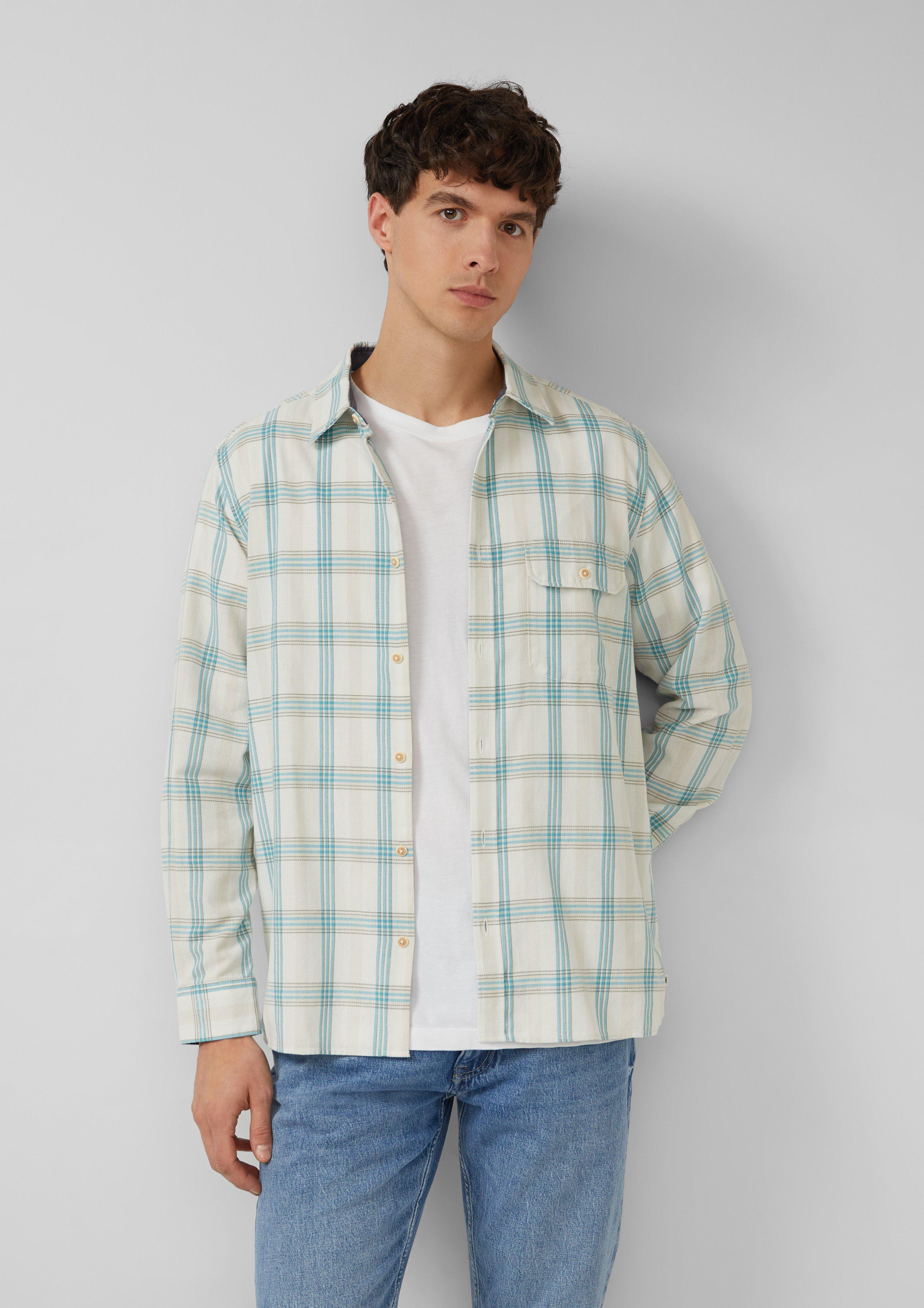 Thumbnail - Regular Fit: Fein strukturiertes Karohemd mit Kentkragen und Brusttasche