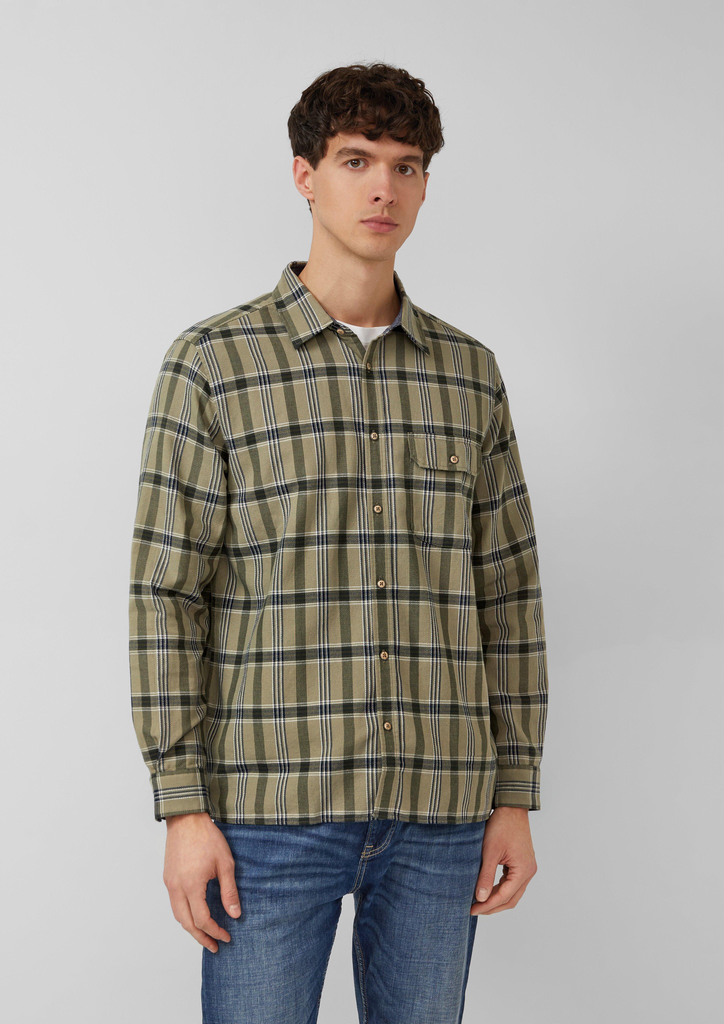 Thumbnail - Regular Fit: Fein strukturiertes Karohemd mit Kentkragen und Brusttasche