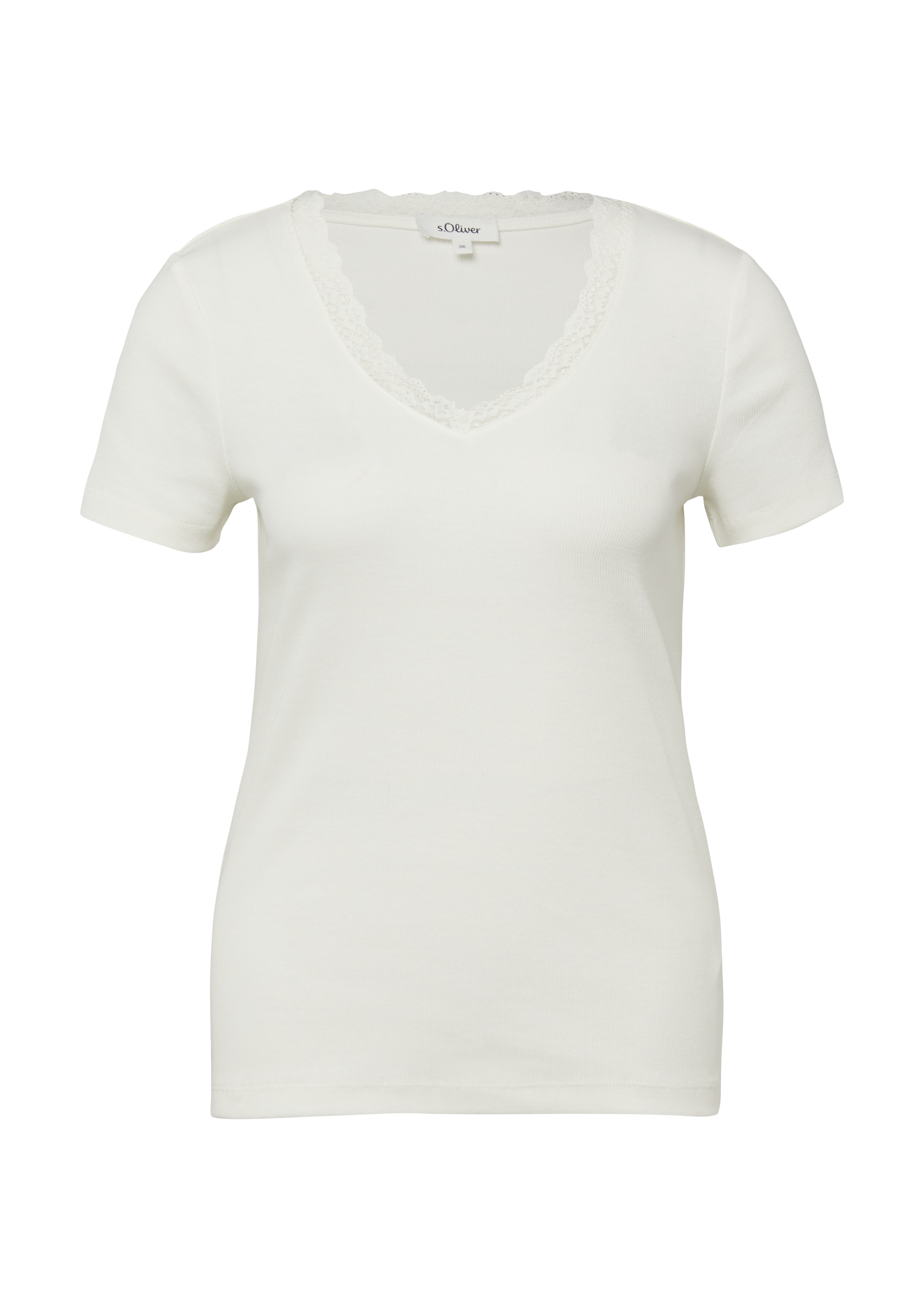 Geribd T-shirt met kant bij de hals