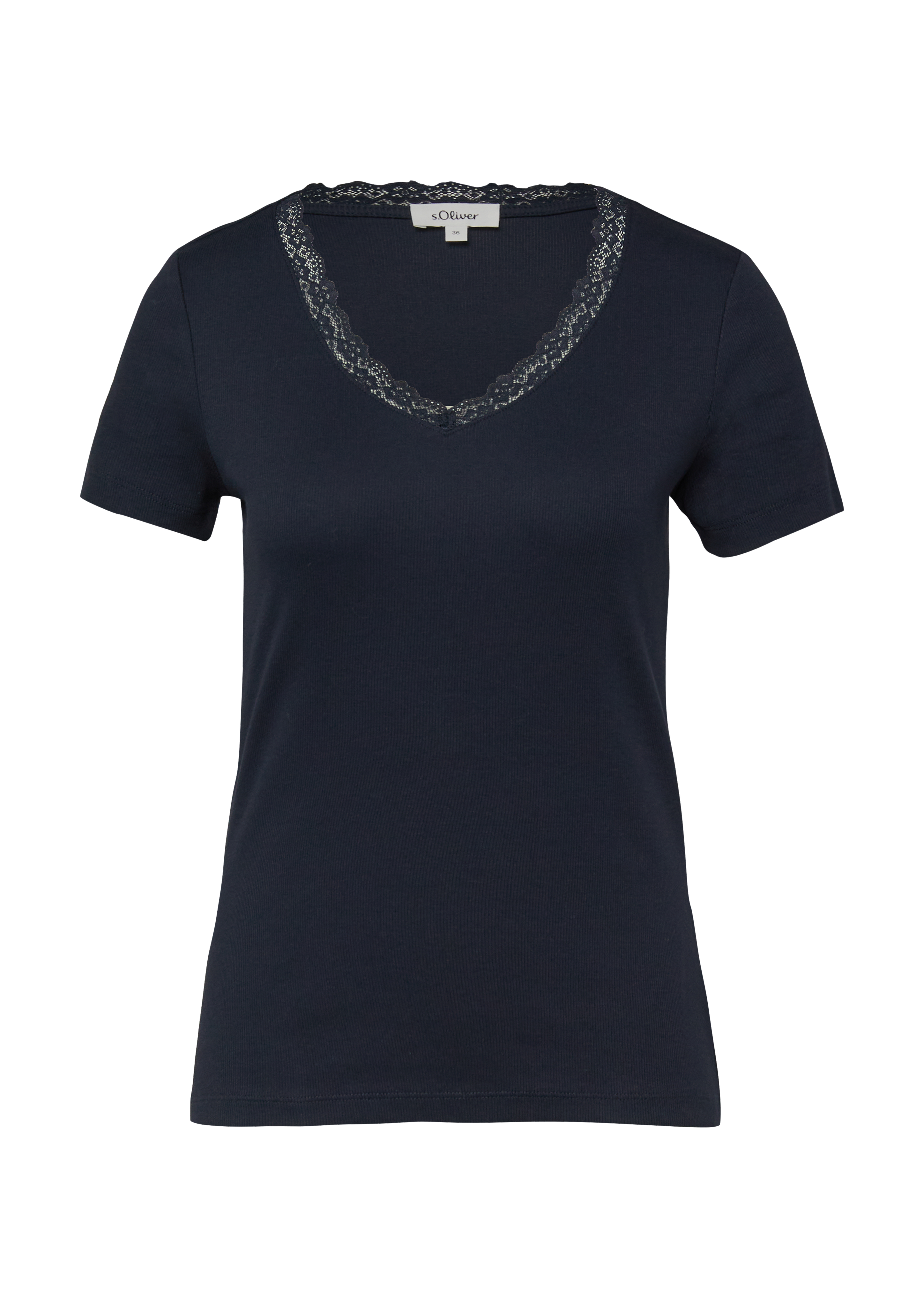 Geribd T-shirt met kant bij de hals
