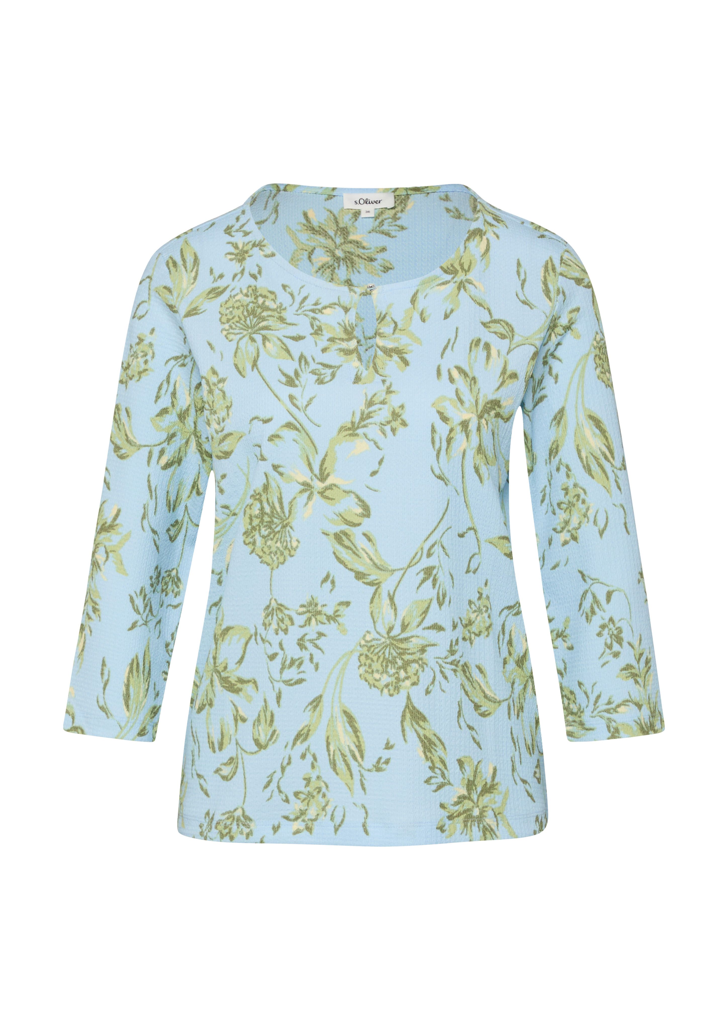 Gemustertes Jerseyshirt mit Knopf-Detail