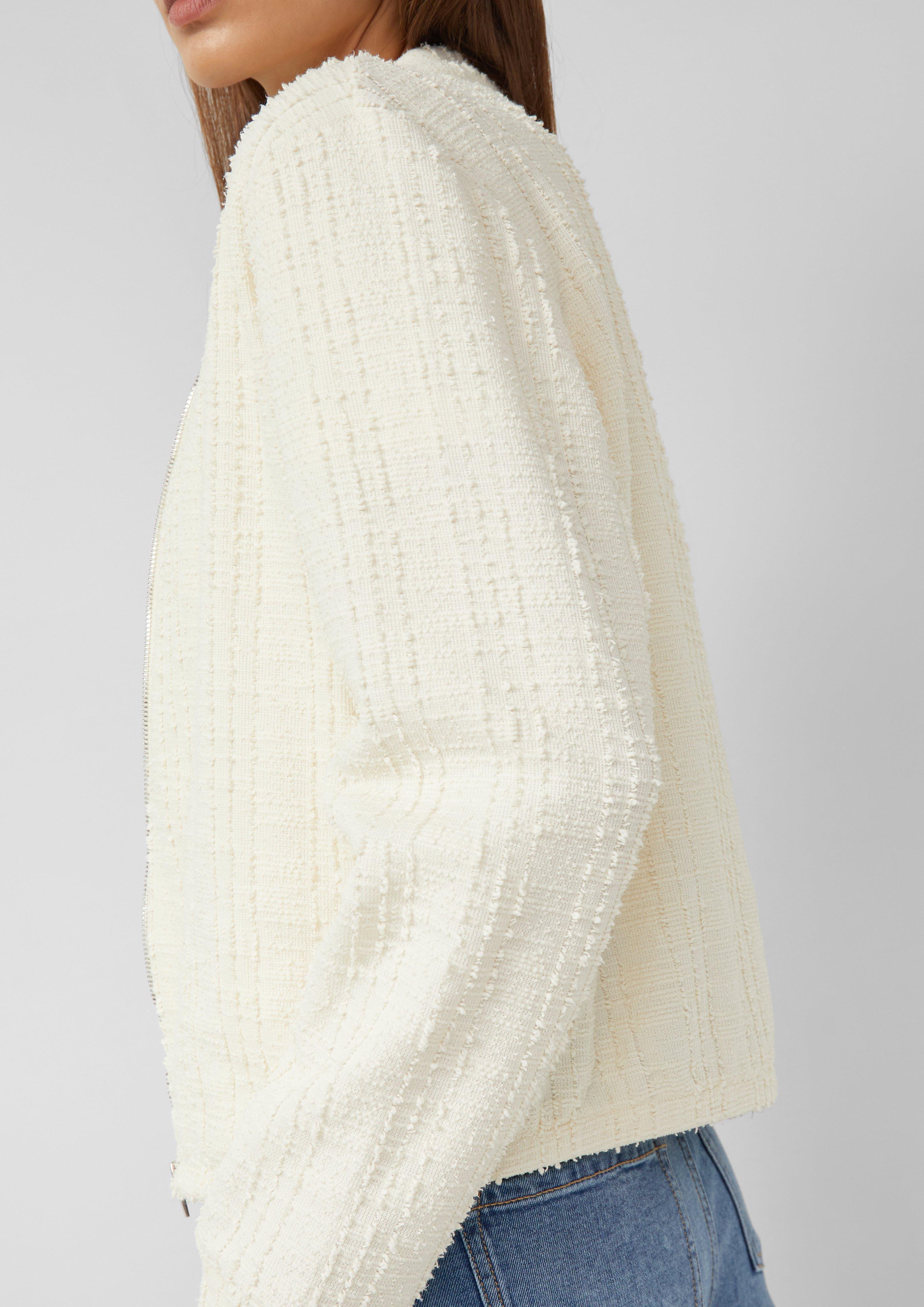 Strukturierte Sweatshirt-Jacke mit Taschen