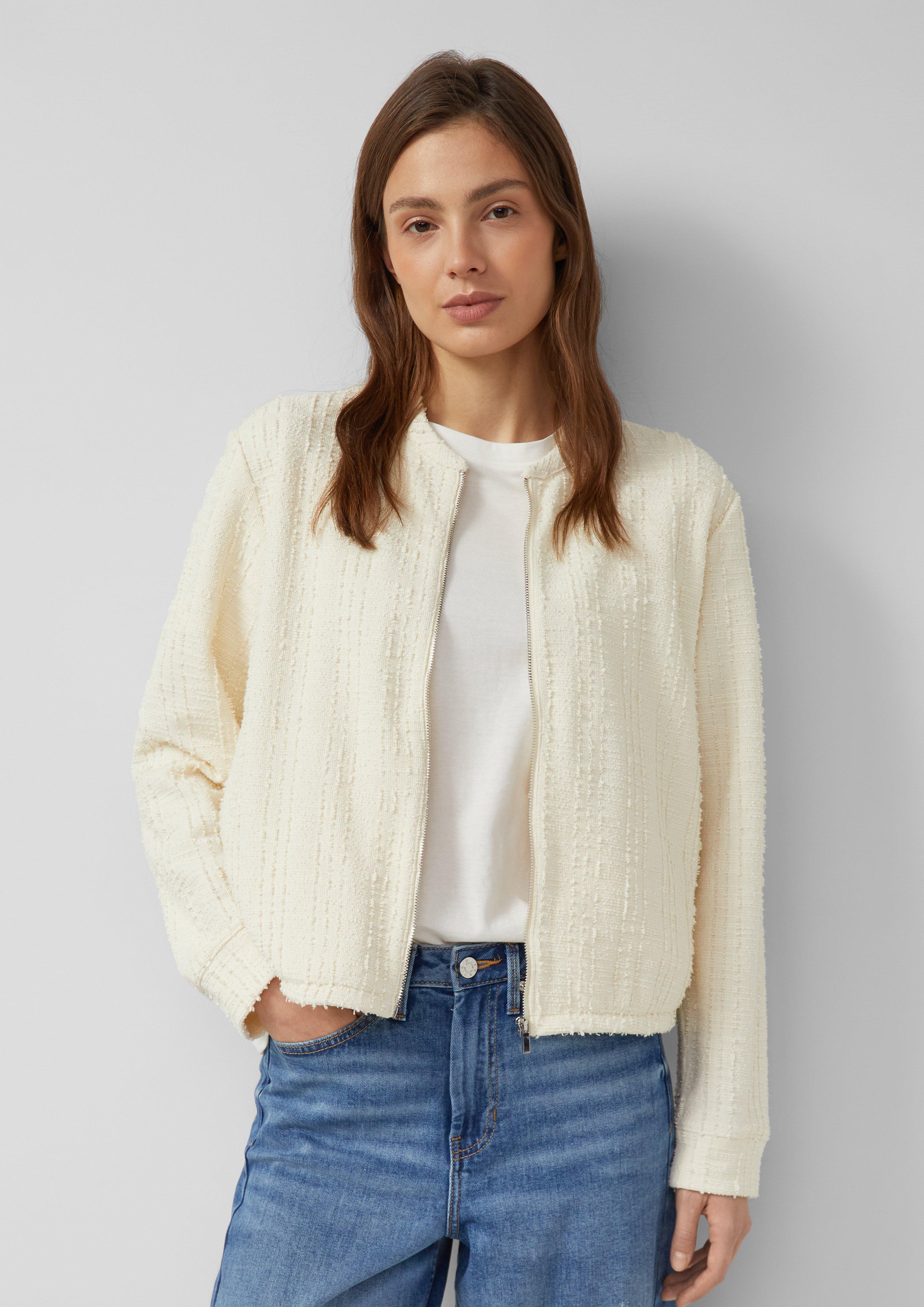 Thumbnail - Strukturierte Sweatshirt-Jacke mit Taschen