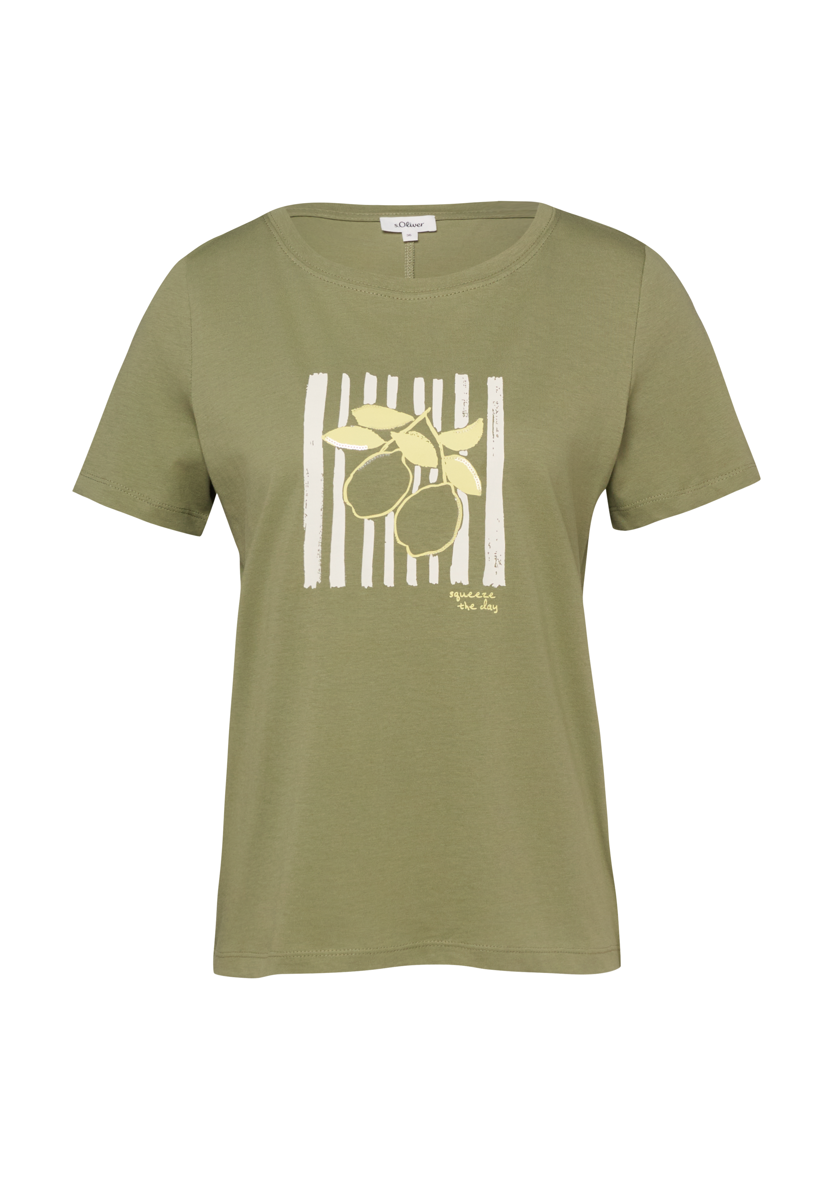 s.Oliver Baumwoll-T-Shirt Mit Frontprint Und Pailletten