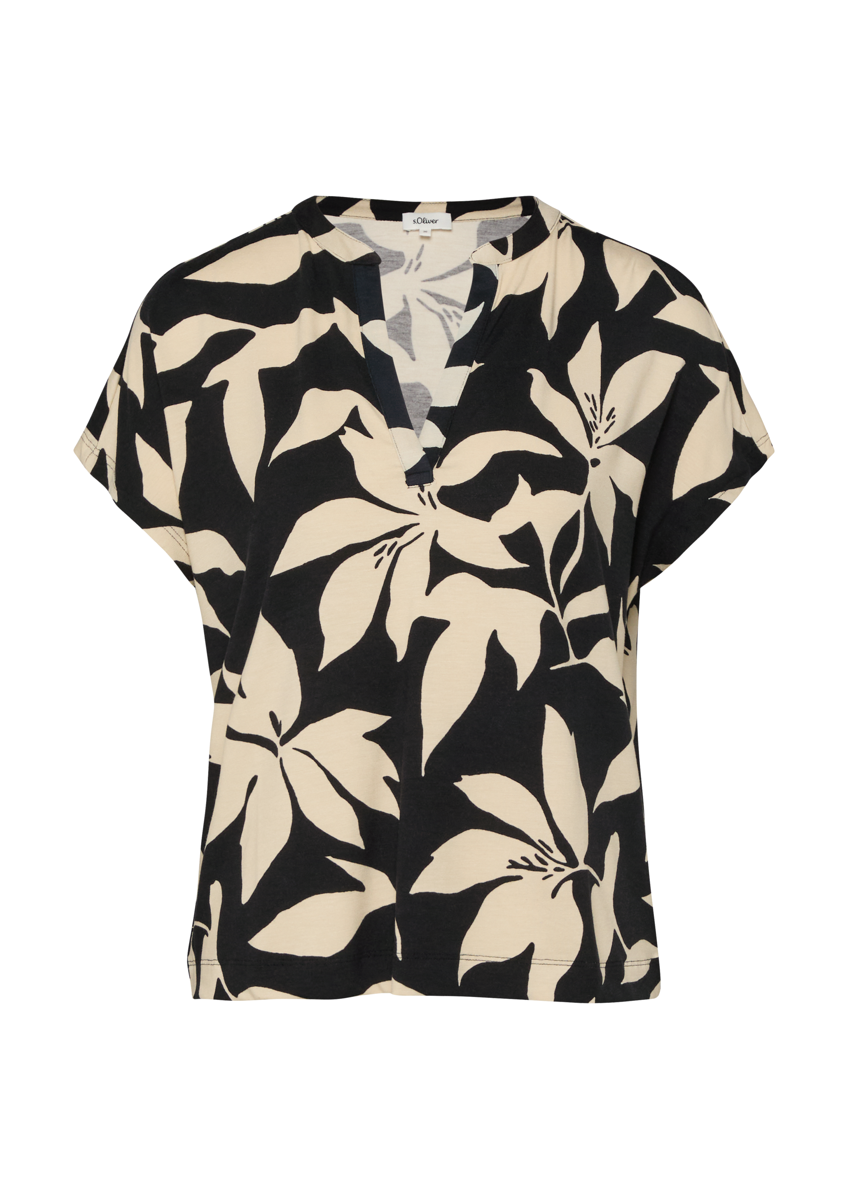 Gedessineerd T-shirt van jersey met V-hals