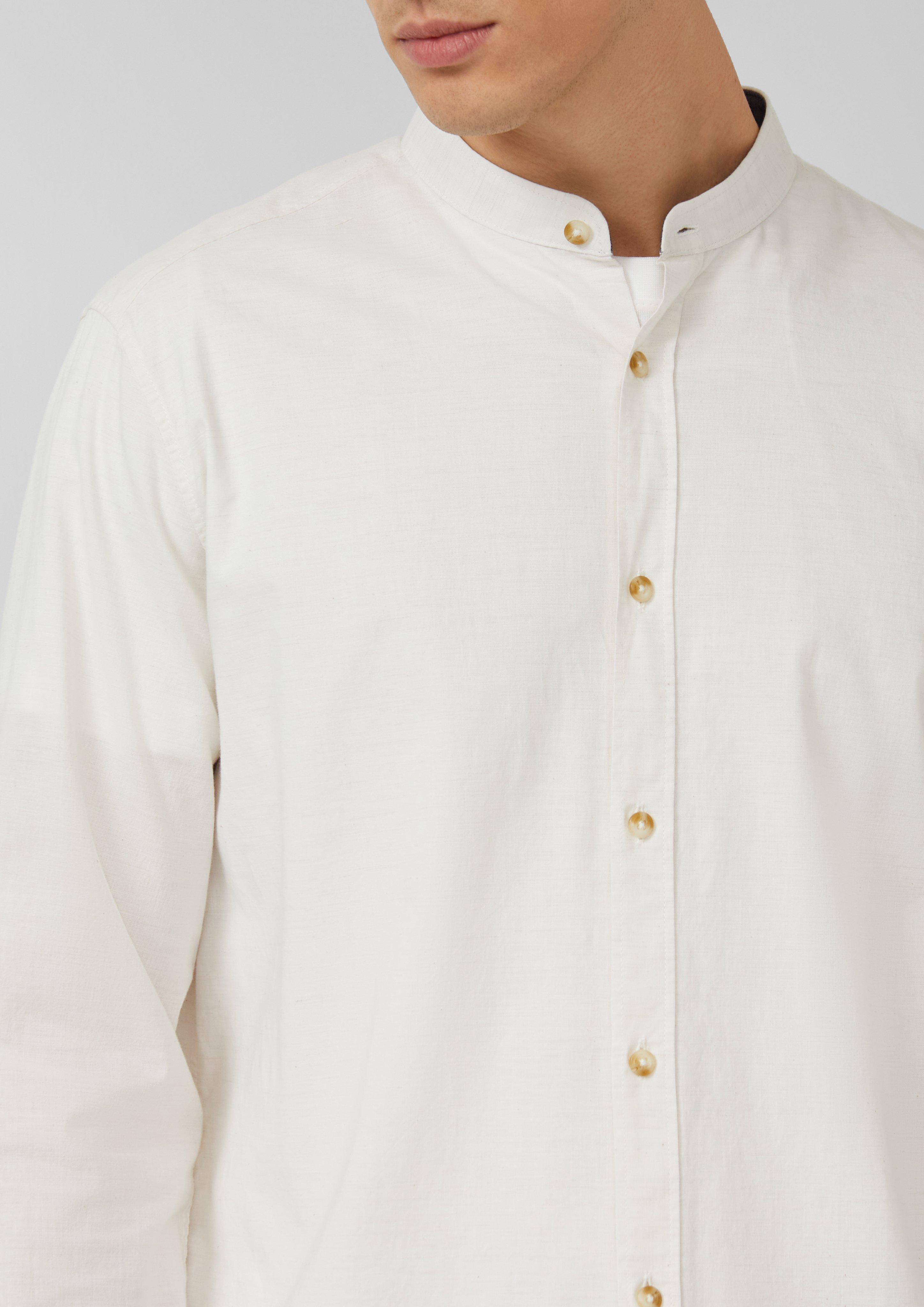 Thumbnail - Regular Fit: Leichtes Baumwollhemd mit Stehkragen