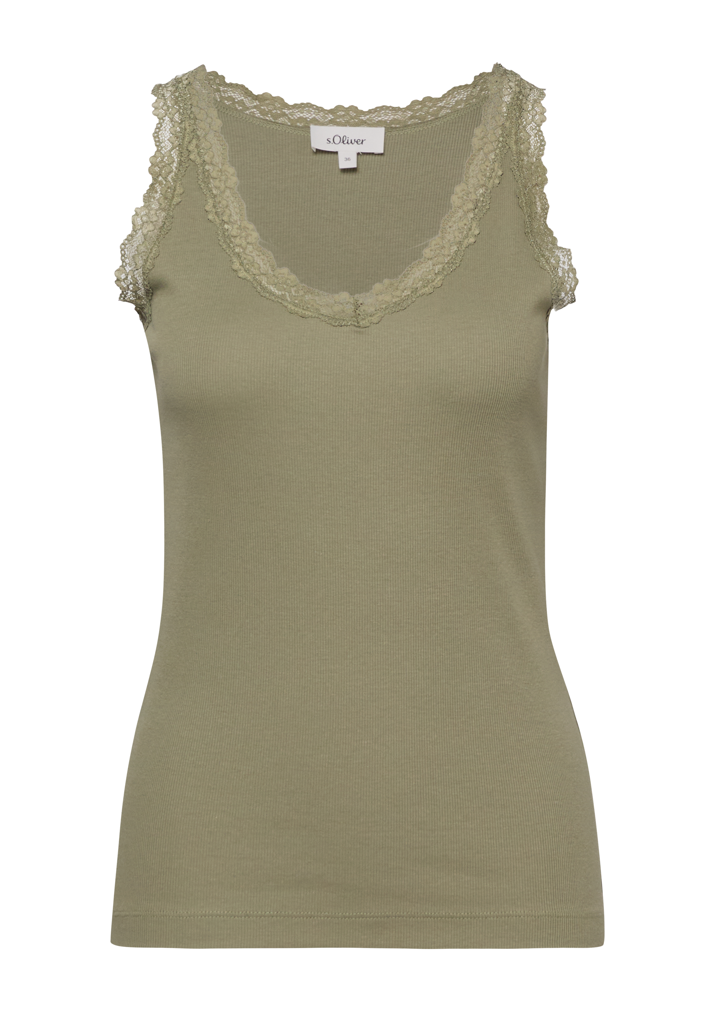 s.Oliver Geripptes Tanktop Mit Spitze