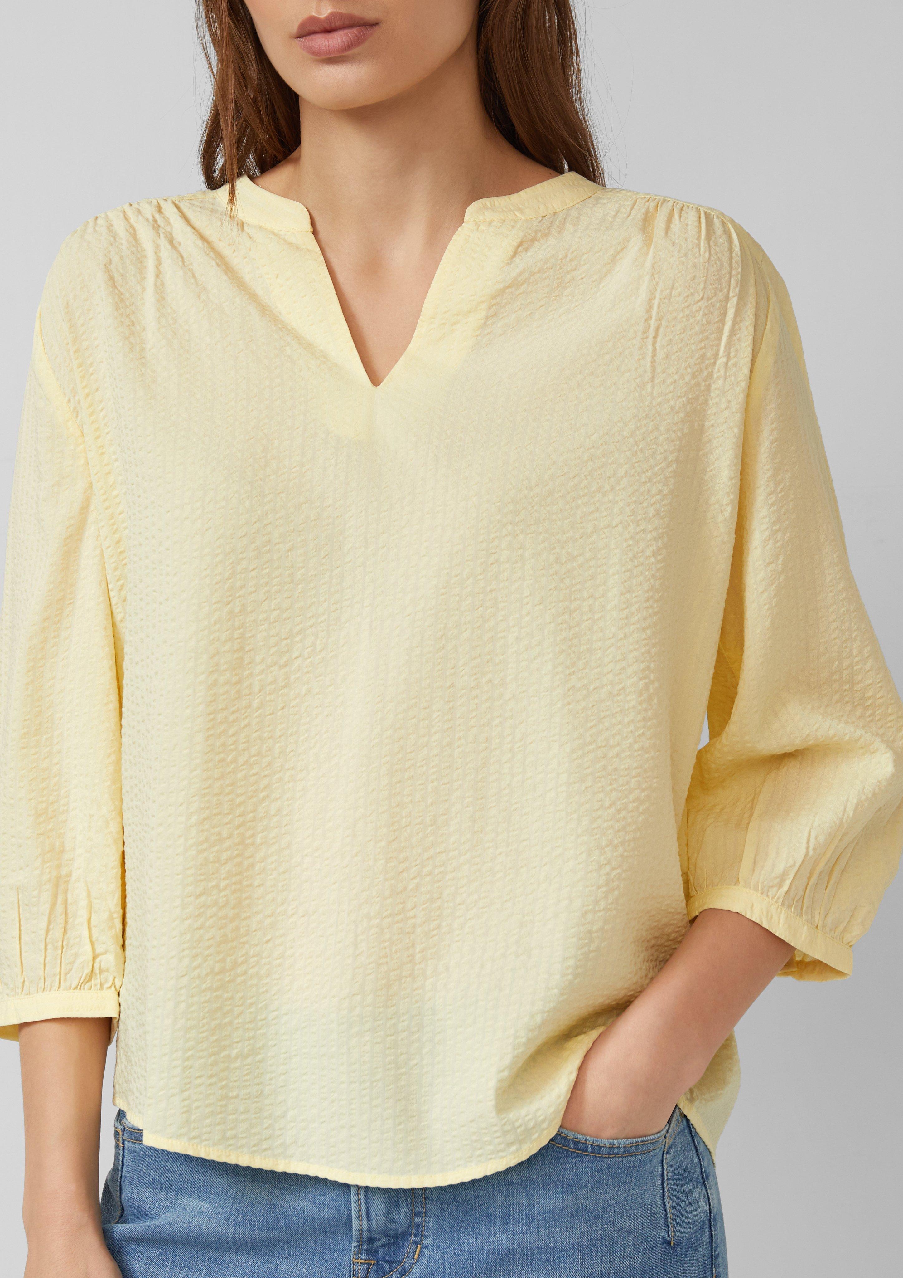 Bluse aus Seersucker mit Raffungen