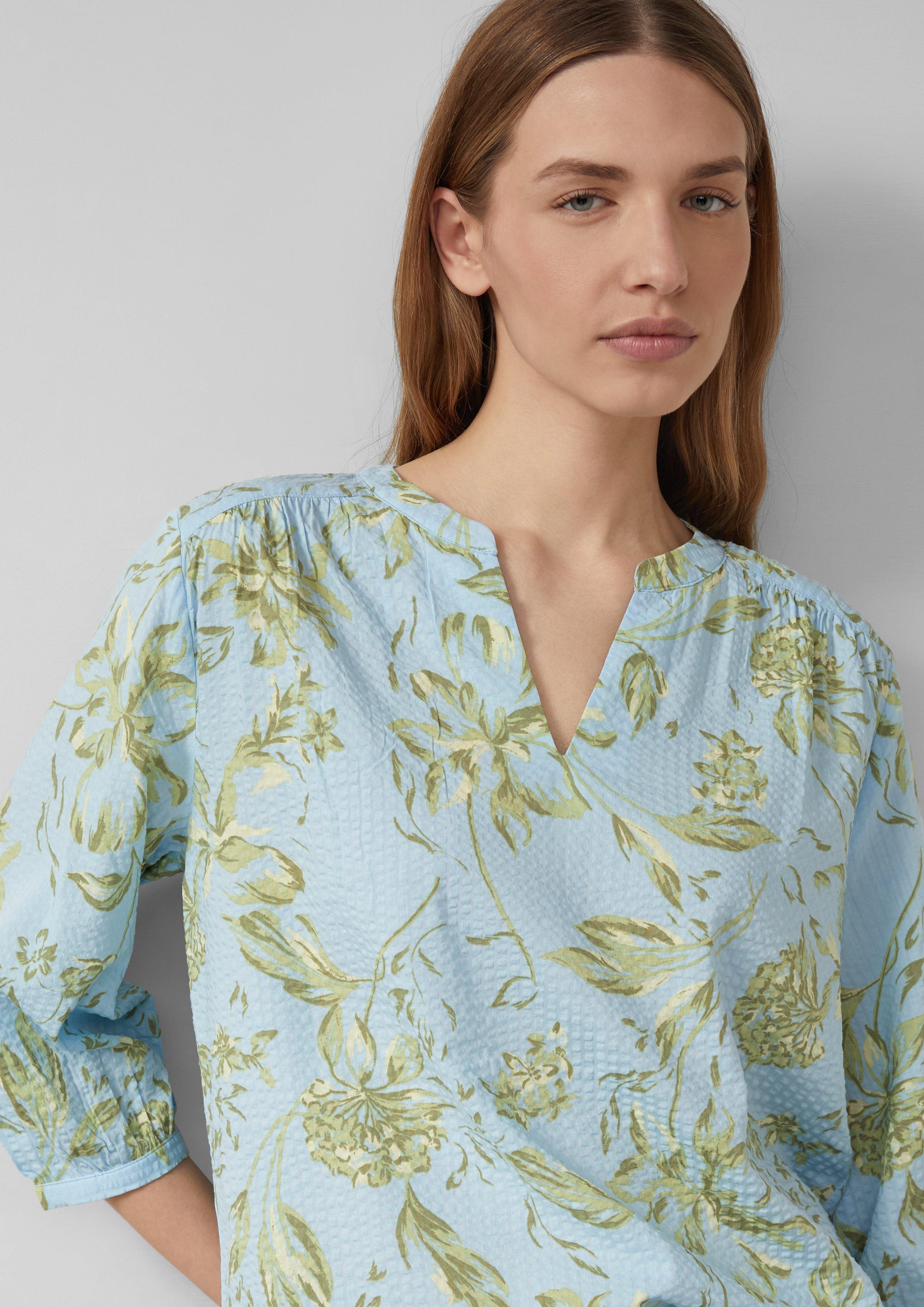 Bluse aus Seersucker mit Raffungen