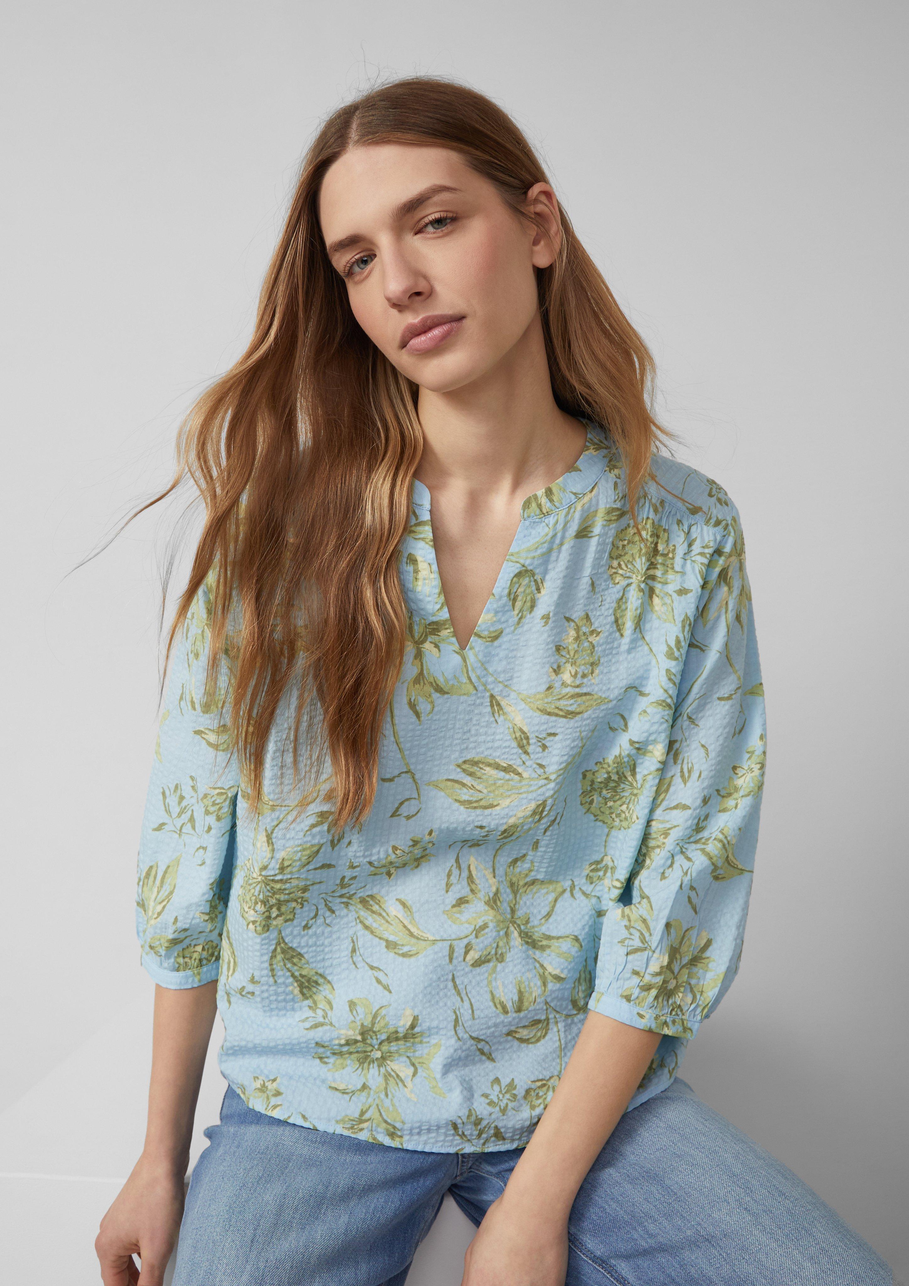 Thumbnail - Bluse aus Seersucker mit Raffungen