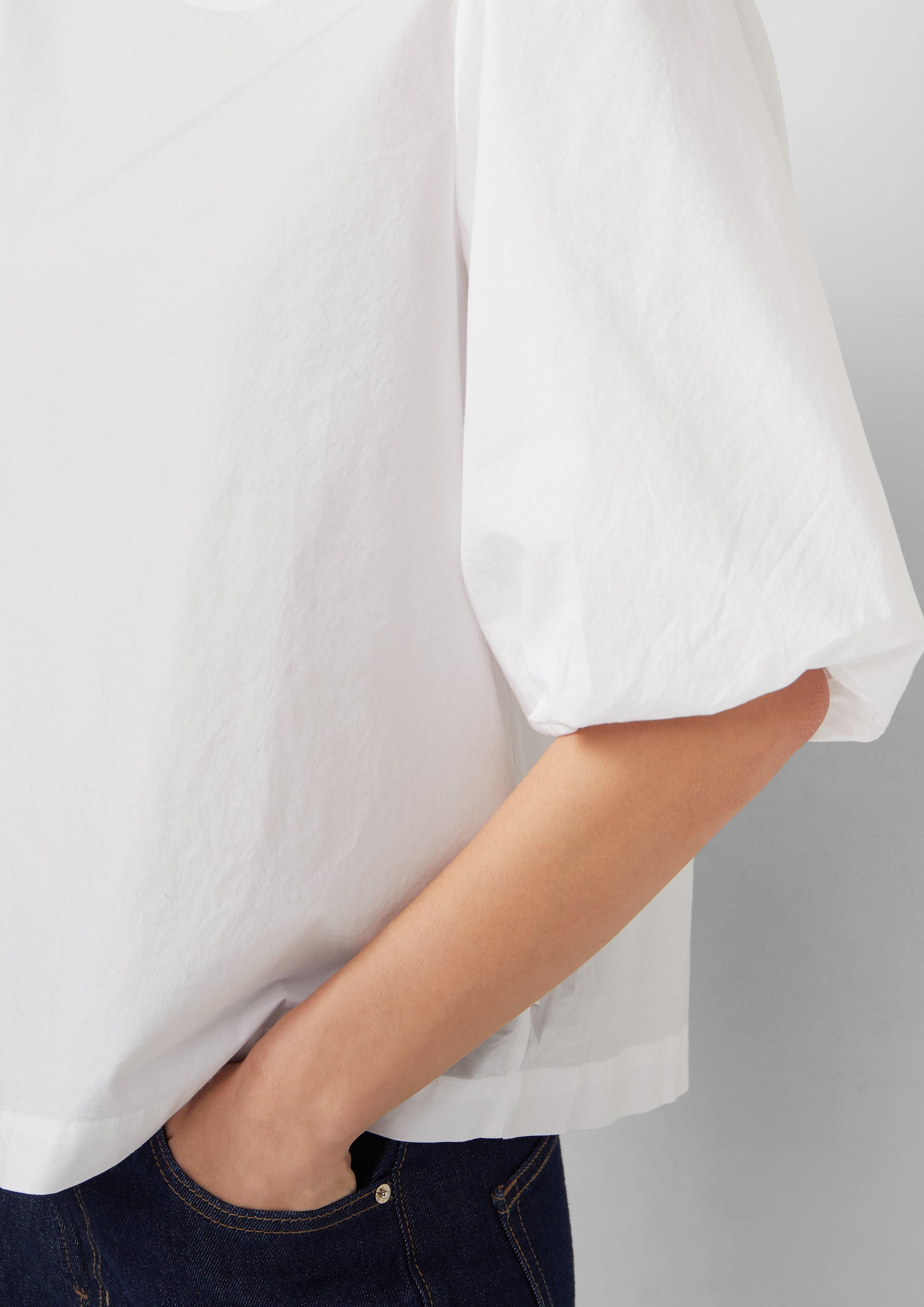 Popeline-Bluse mit Ballonärmeln