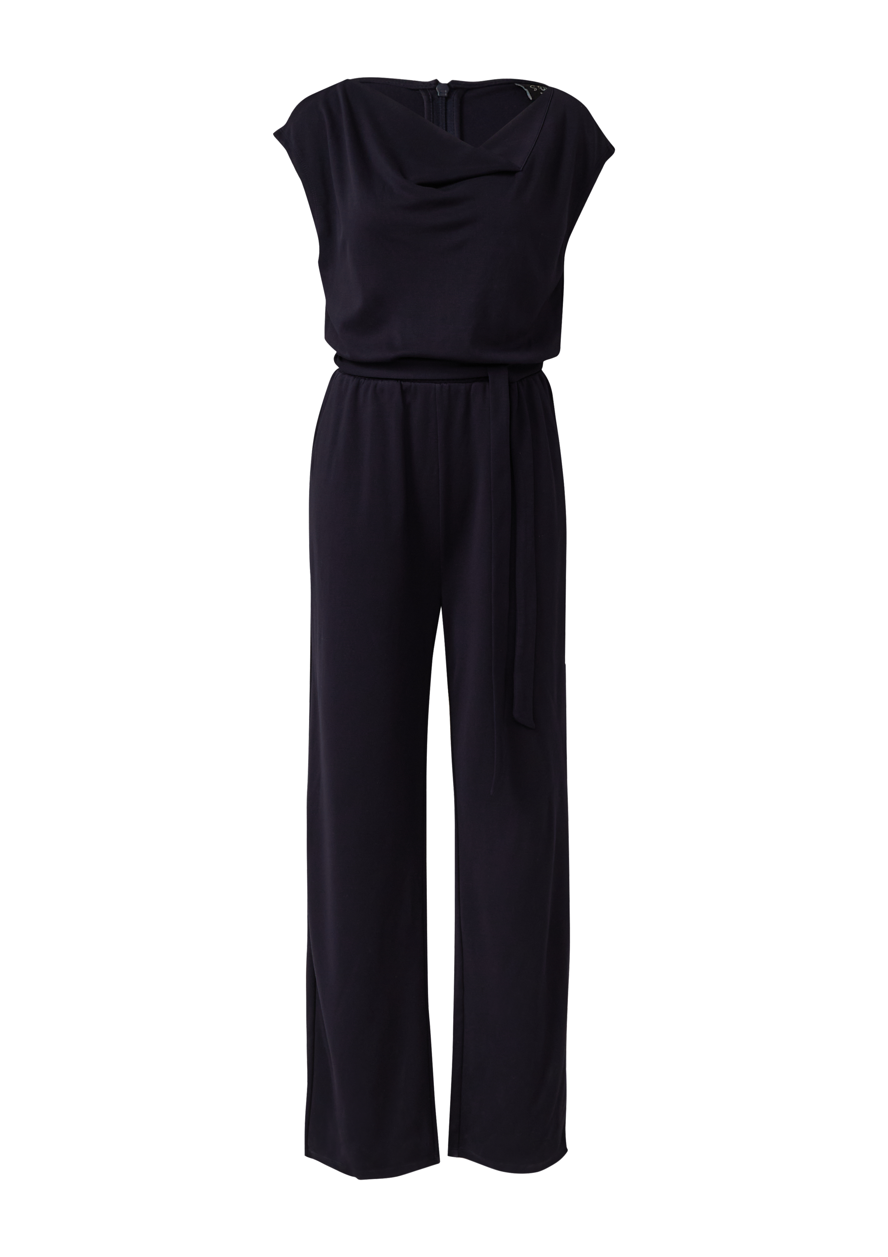 Ärmelloser Overall mit Bindegürtel und asymmetrischem Ausschnitt 