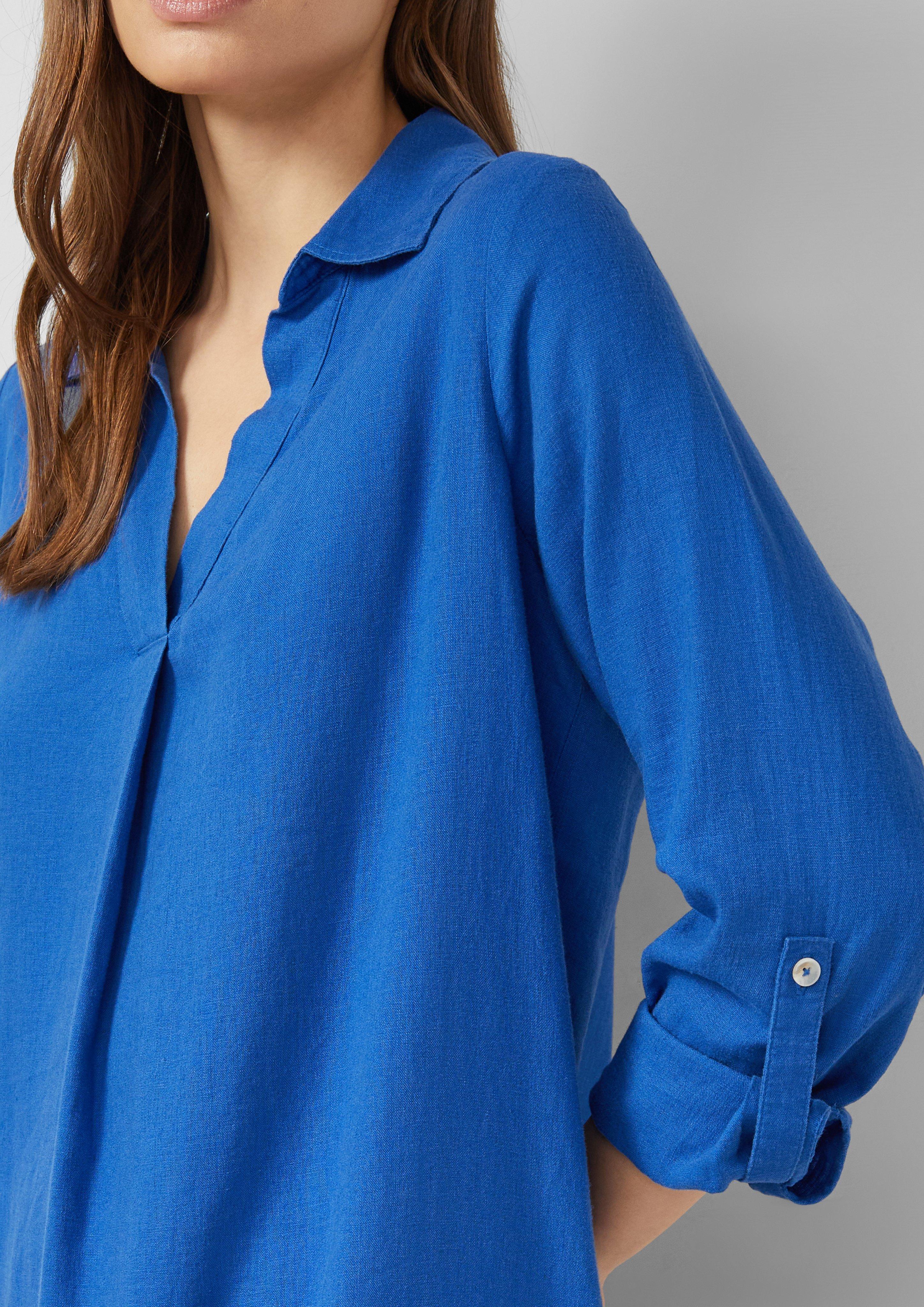 Leinenmix-Kleid mit Turn-up