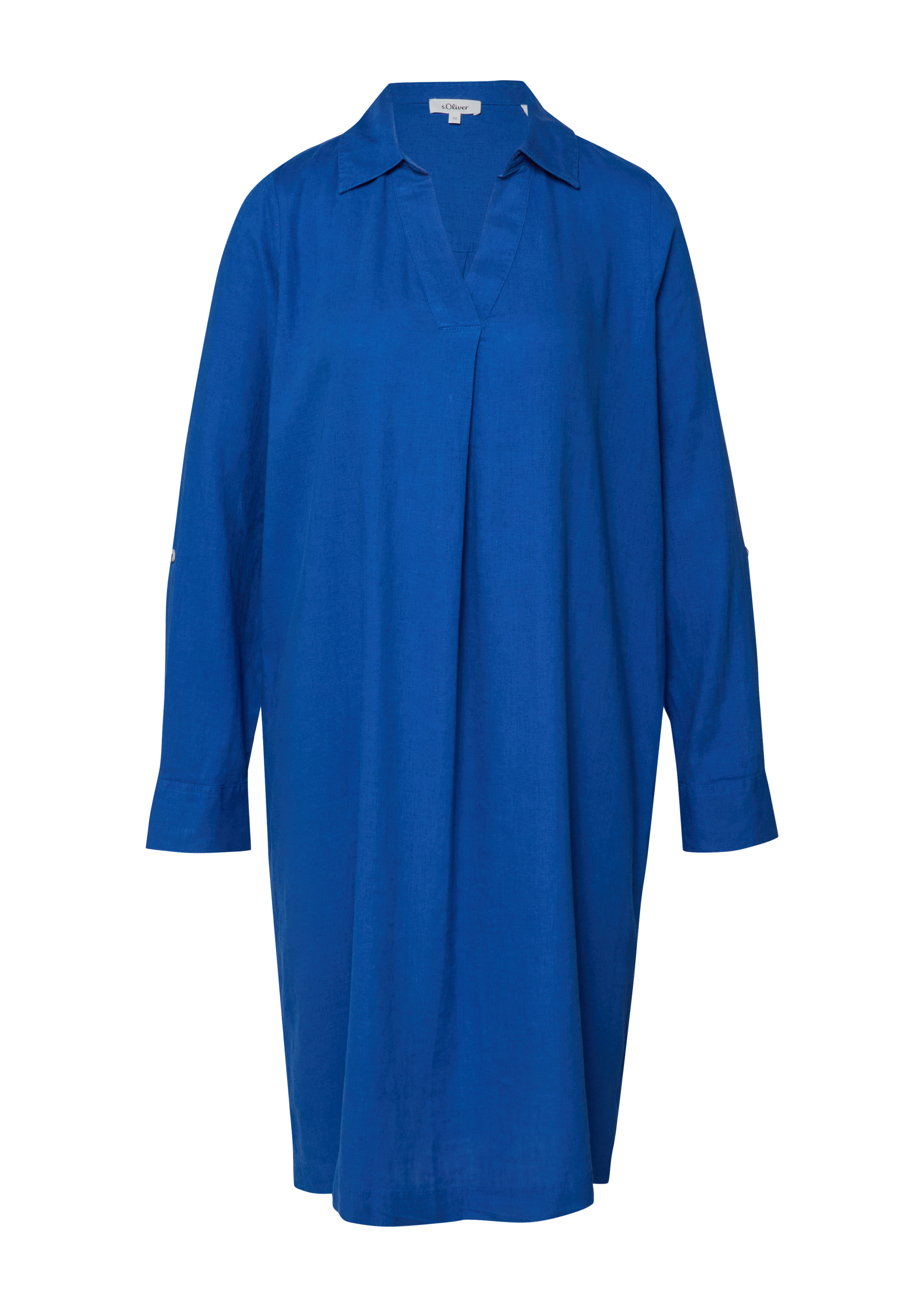 Leinenmix-Kleid mit Turn-up