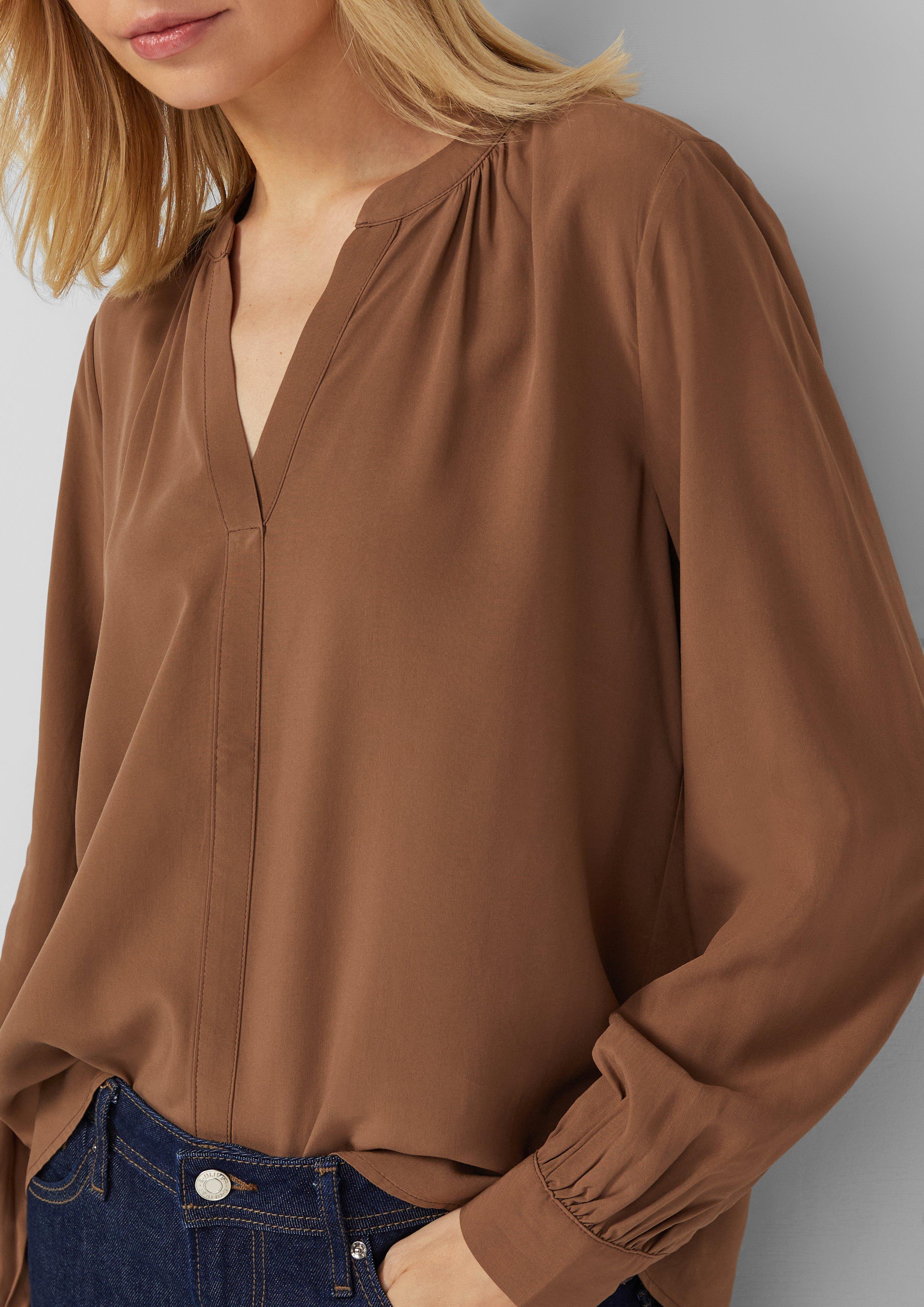 Weiche Viskose-Bluse mit Raffung