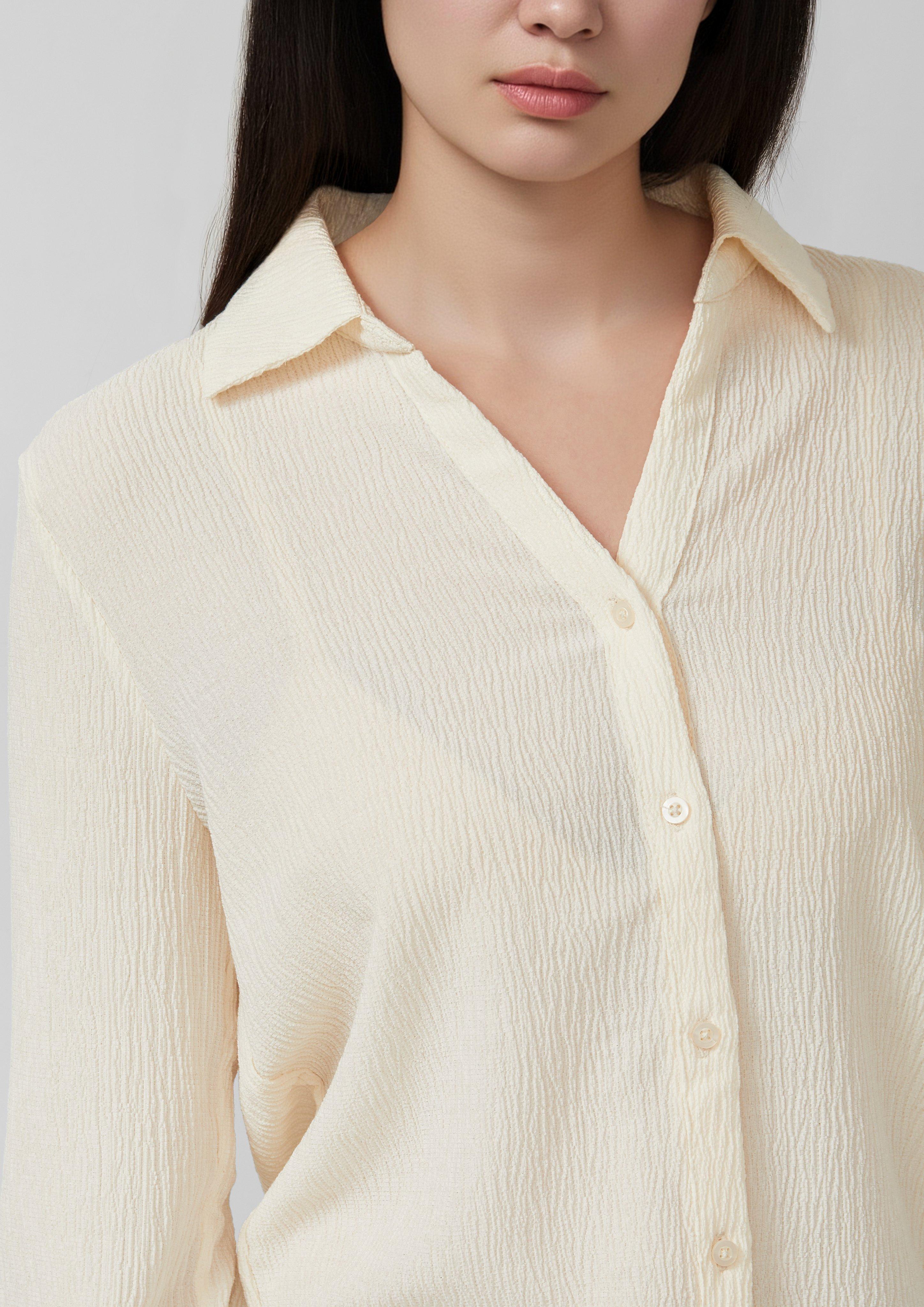 Strukturierte Hemdbluse mit Turn-up