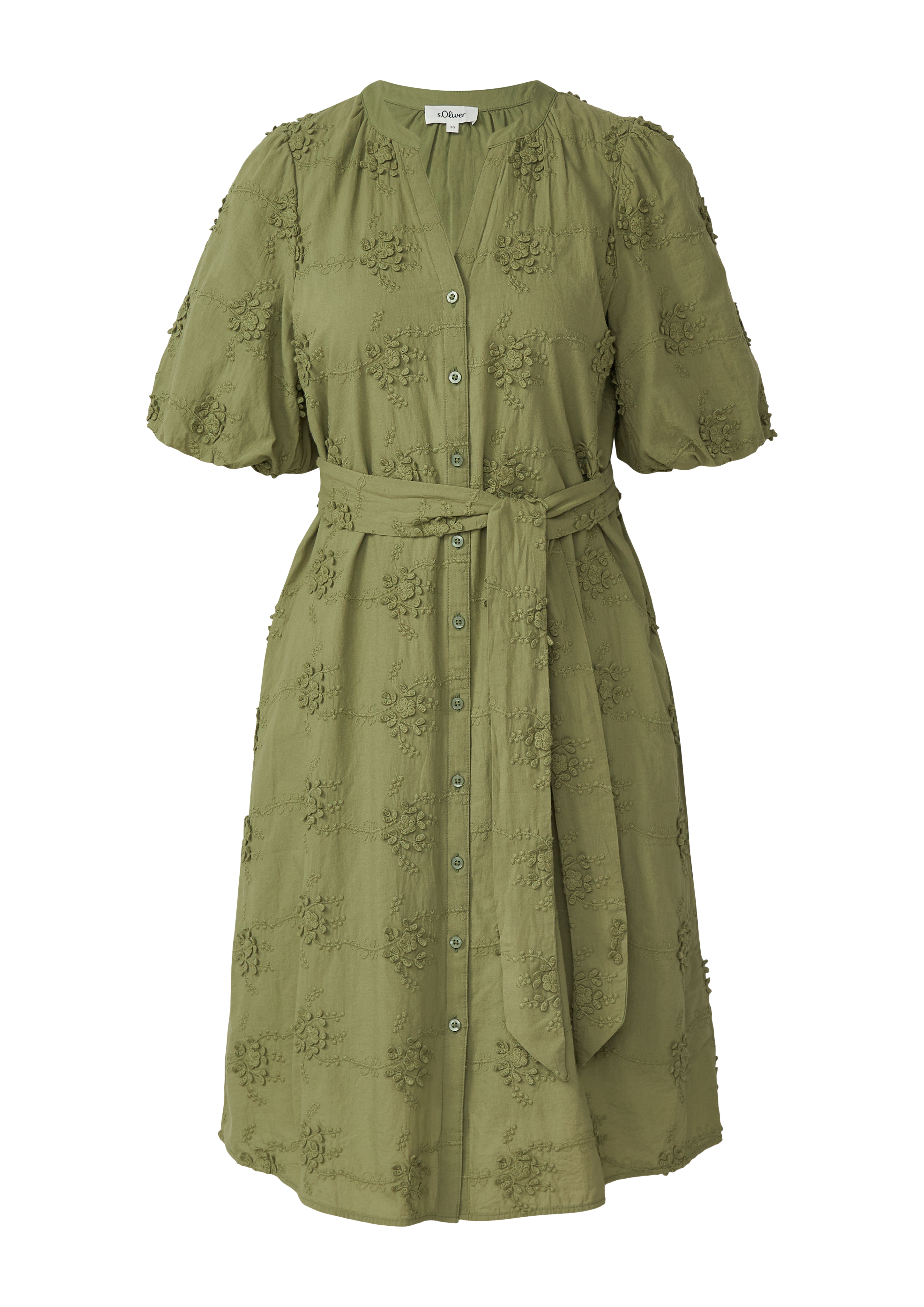 s.Oliver Kleid Mit 3D-Stickerei Und Ballonärmeln