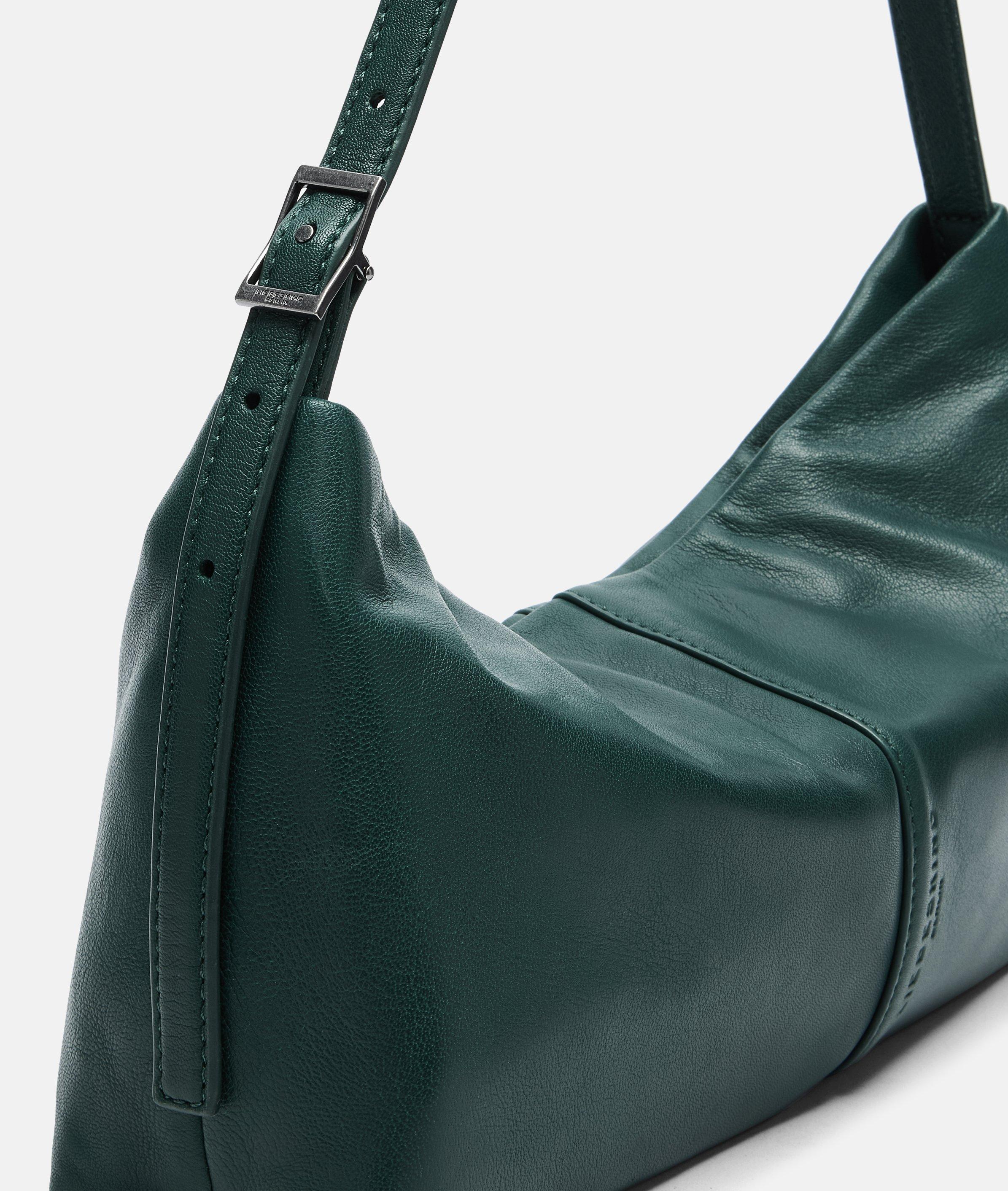 Fiona schoudertas S in petrol, zwart, rood, beige & bruin