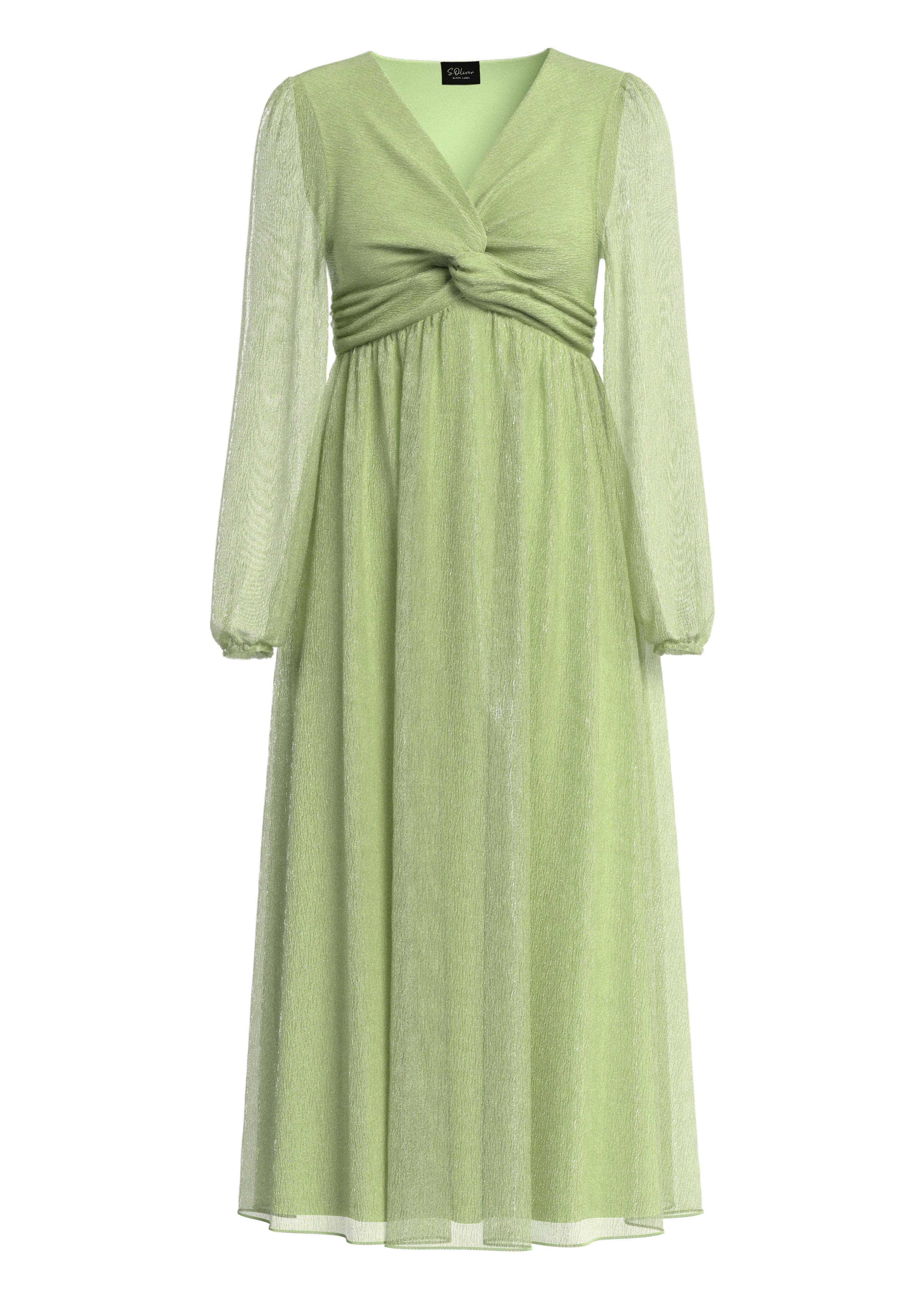 Plissiertes Maxikleid mit V-Ausschnitt und Metallic-Effekt 