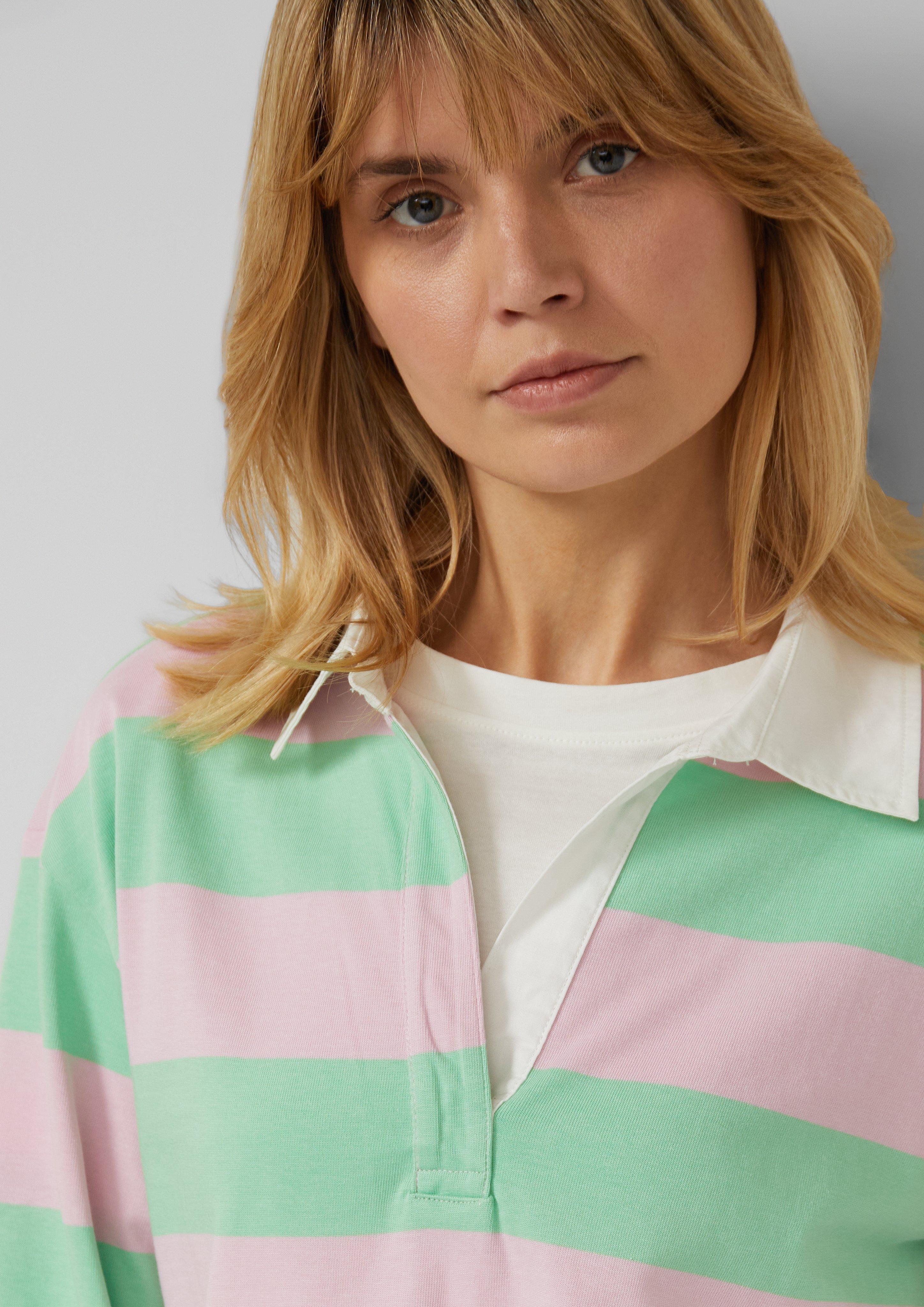 Thumbnail - Gestreiftes Baumwoll-Shirt mit Hemdkragen