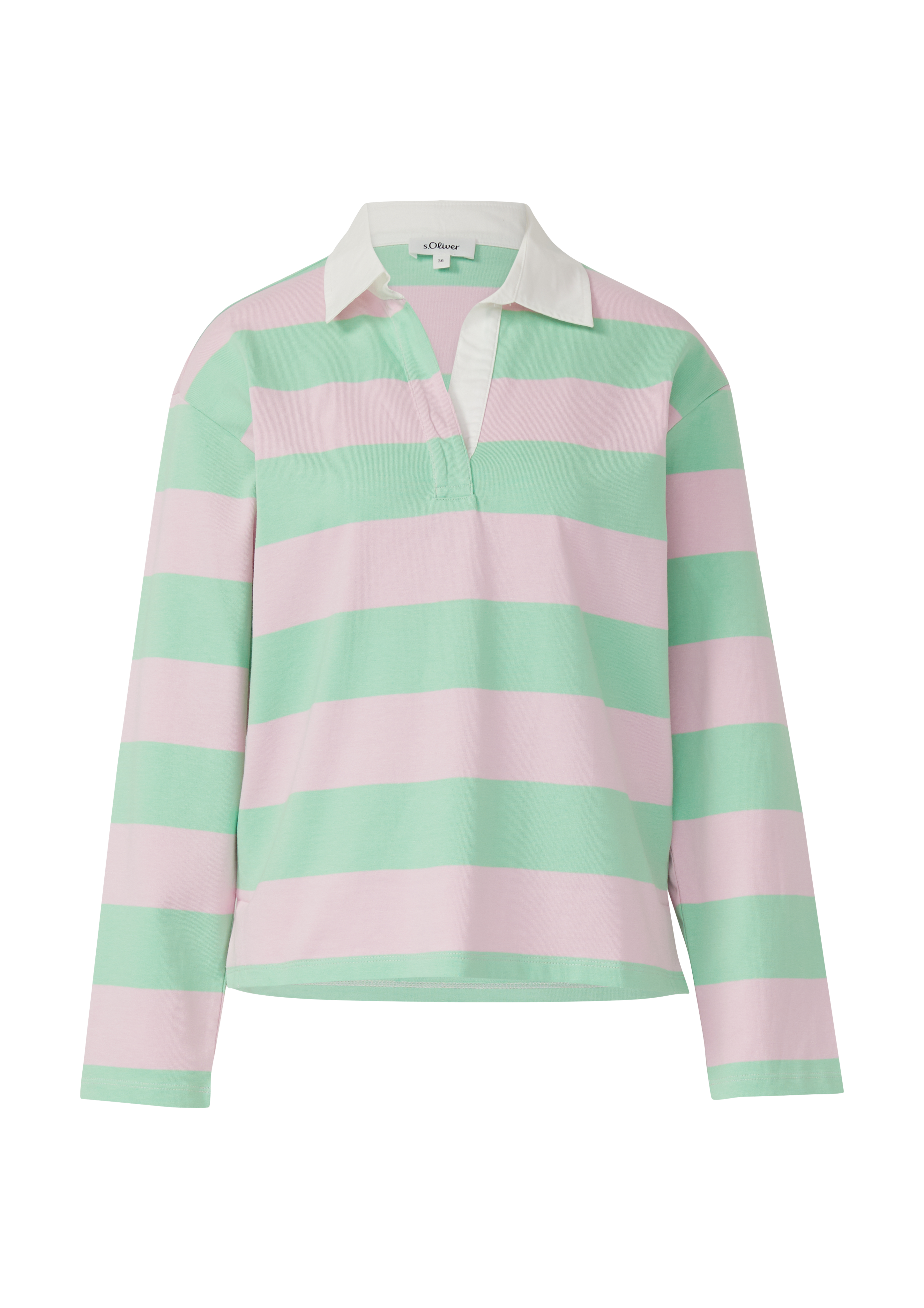 Gestreiftes Baumwoll-Shirt mit Hemdkragen