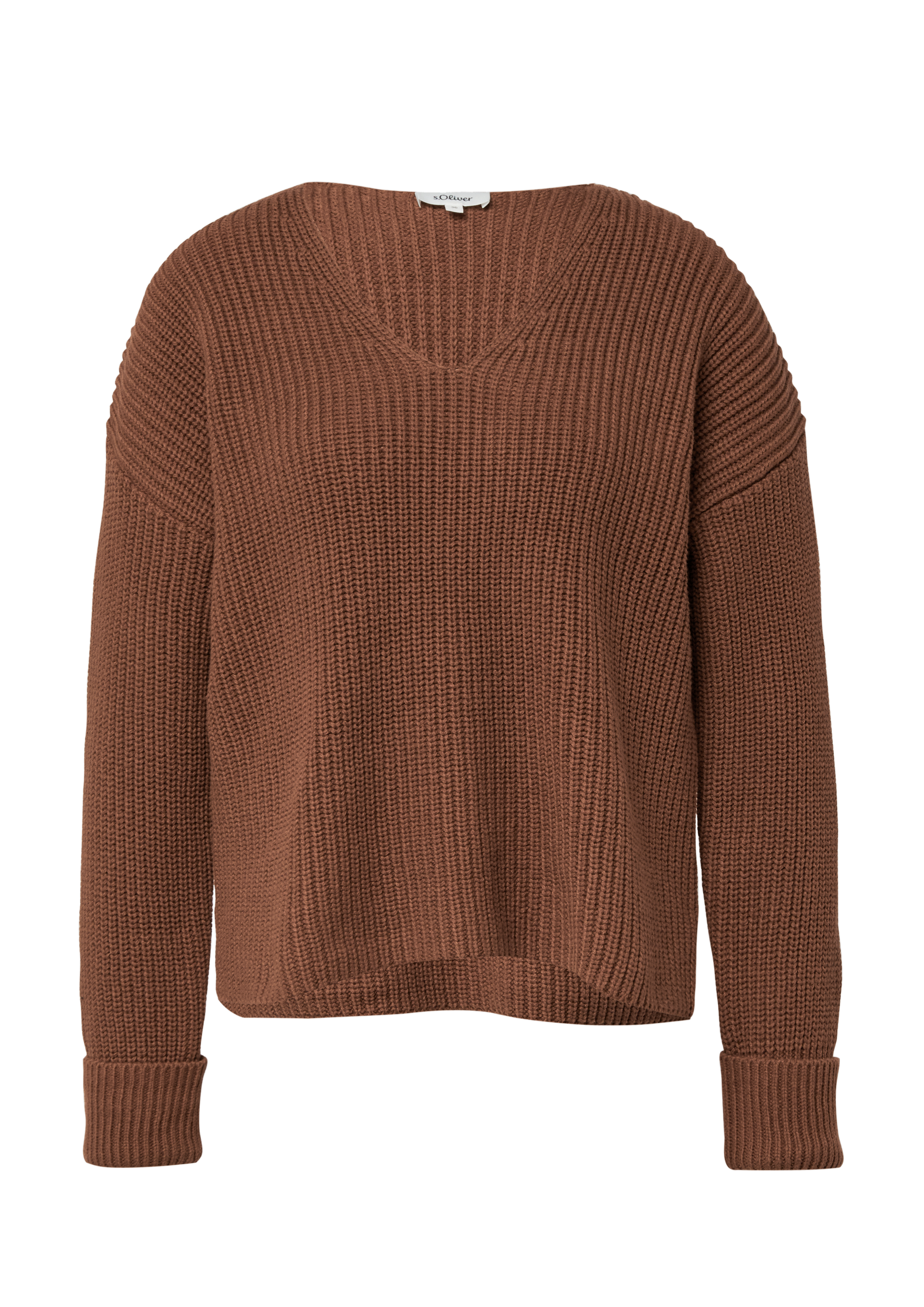 Grobstrickpullover mit V-Ausschnitt im Relaxed Fit