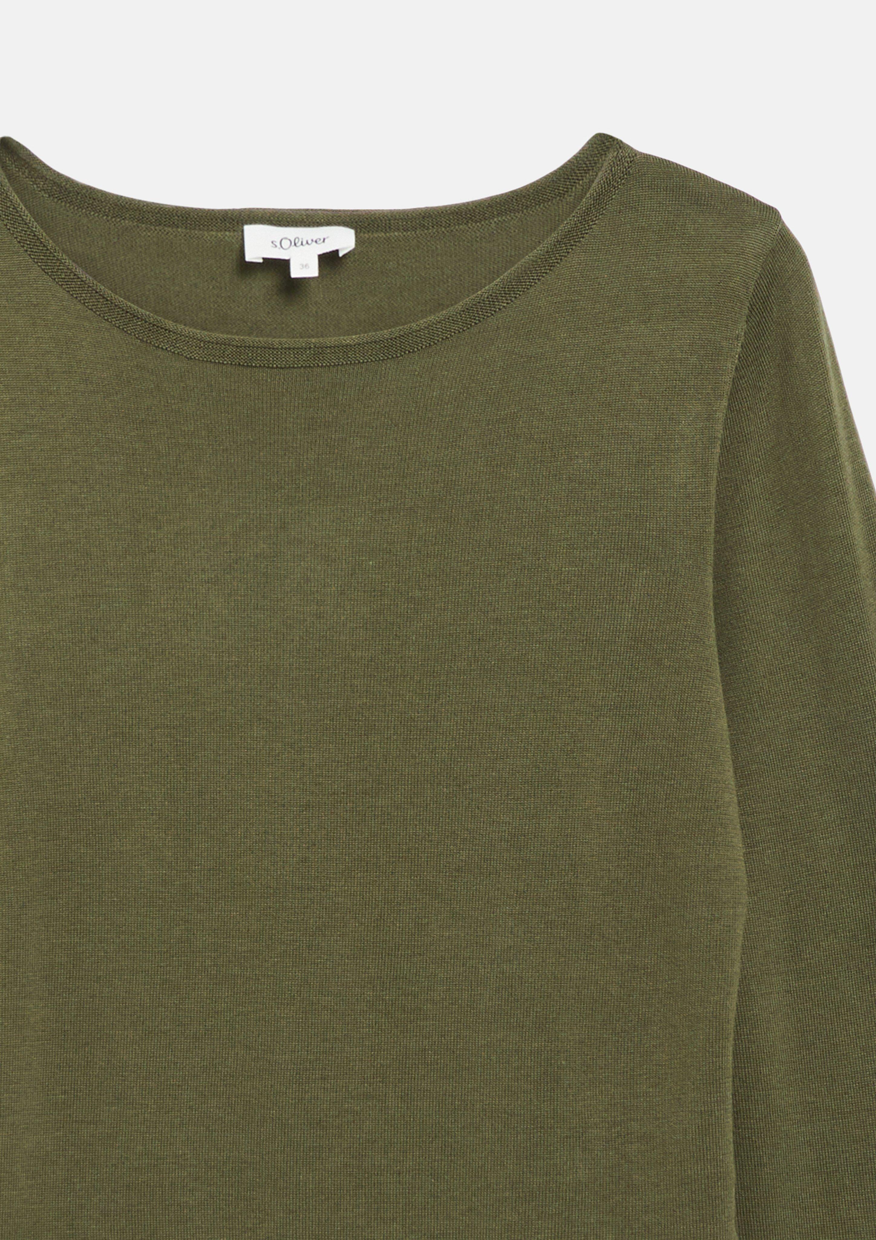 Femmes Pull en maille fine avec bords roulés en olive de s.Oliver