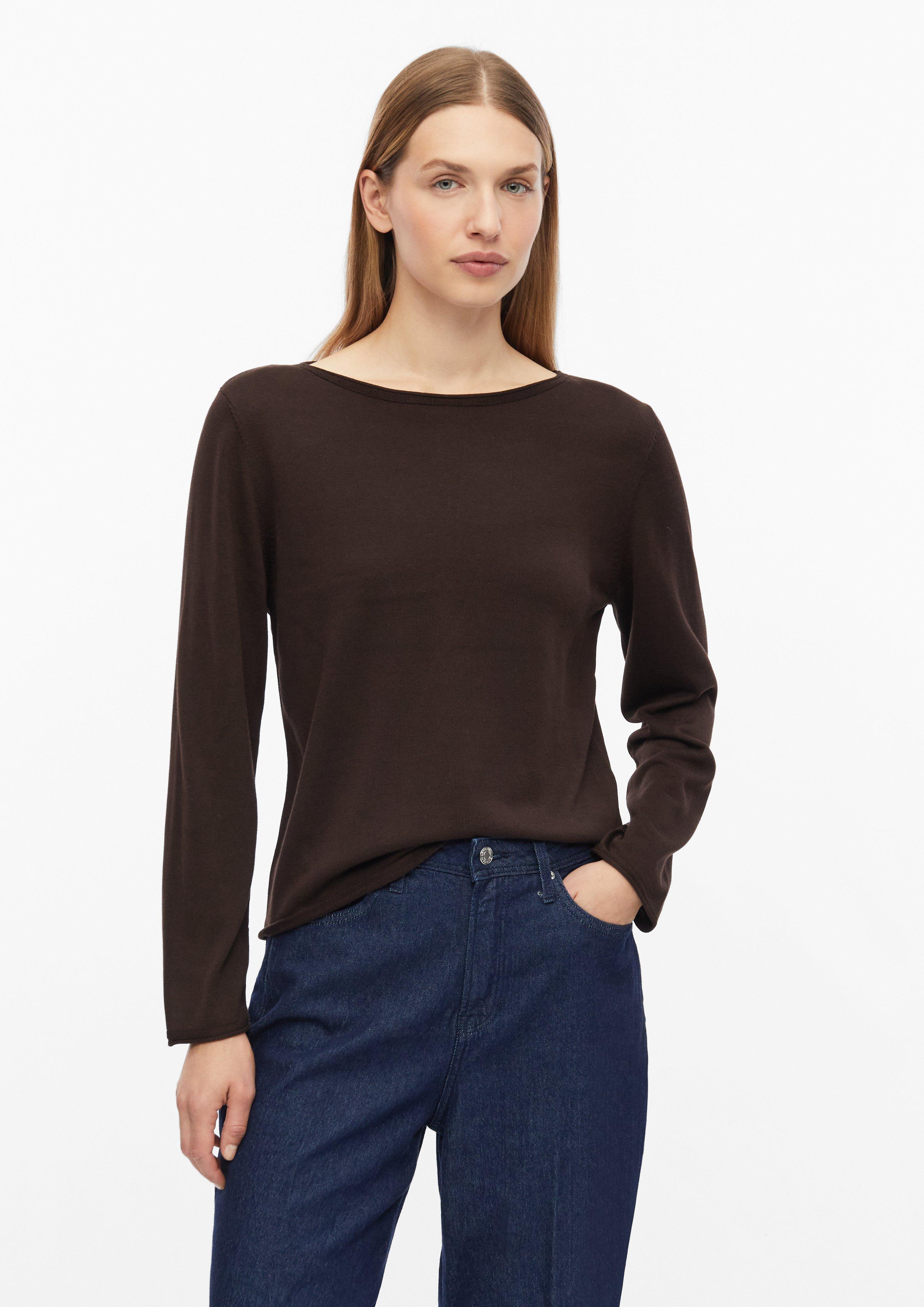 Pull en maille fine avec bords roulés en marron foncé de s.Oliver
