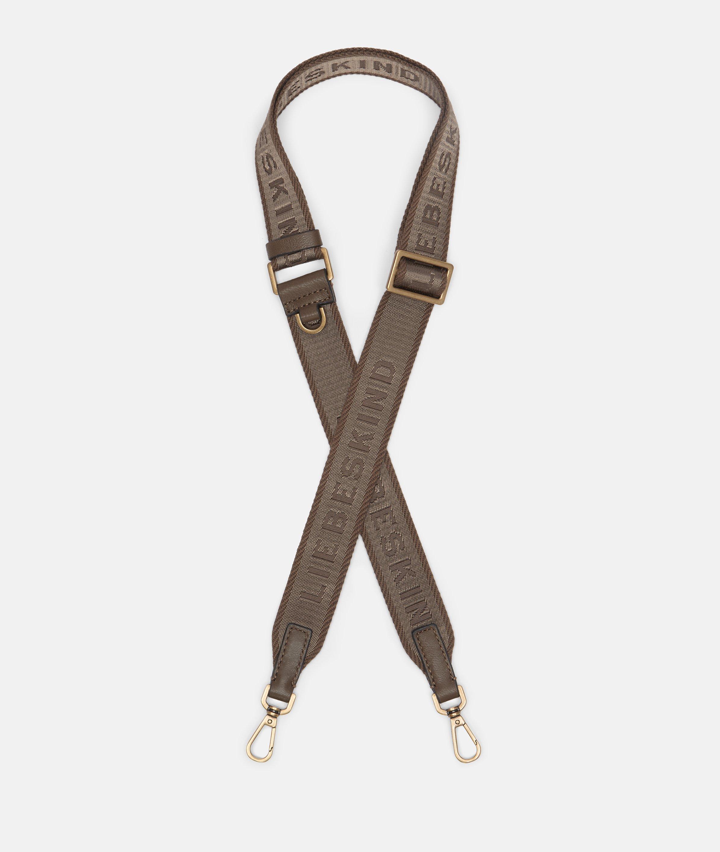 Schultergurt mit Logo in braun & blau